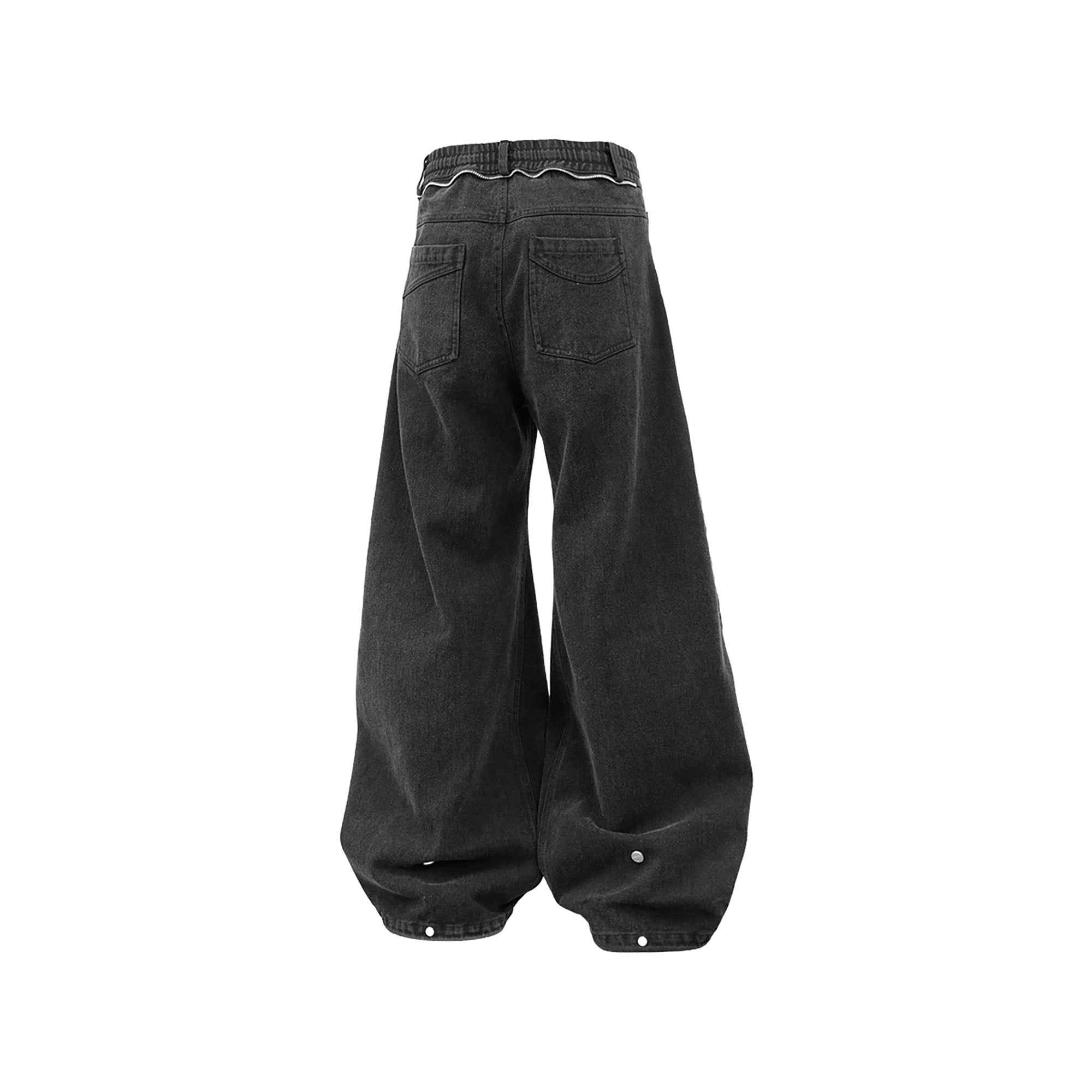 RELABEL Washed Studded Panel Oversized Jeans Black, premium urban and streetwear designers apparel on PROJECTISR.com, RELABEL
