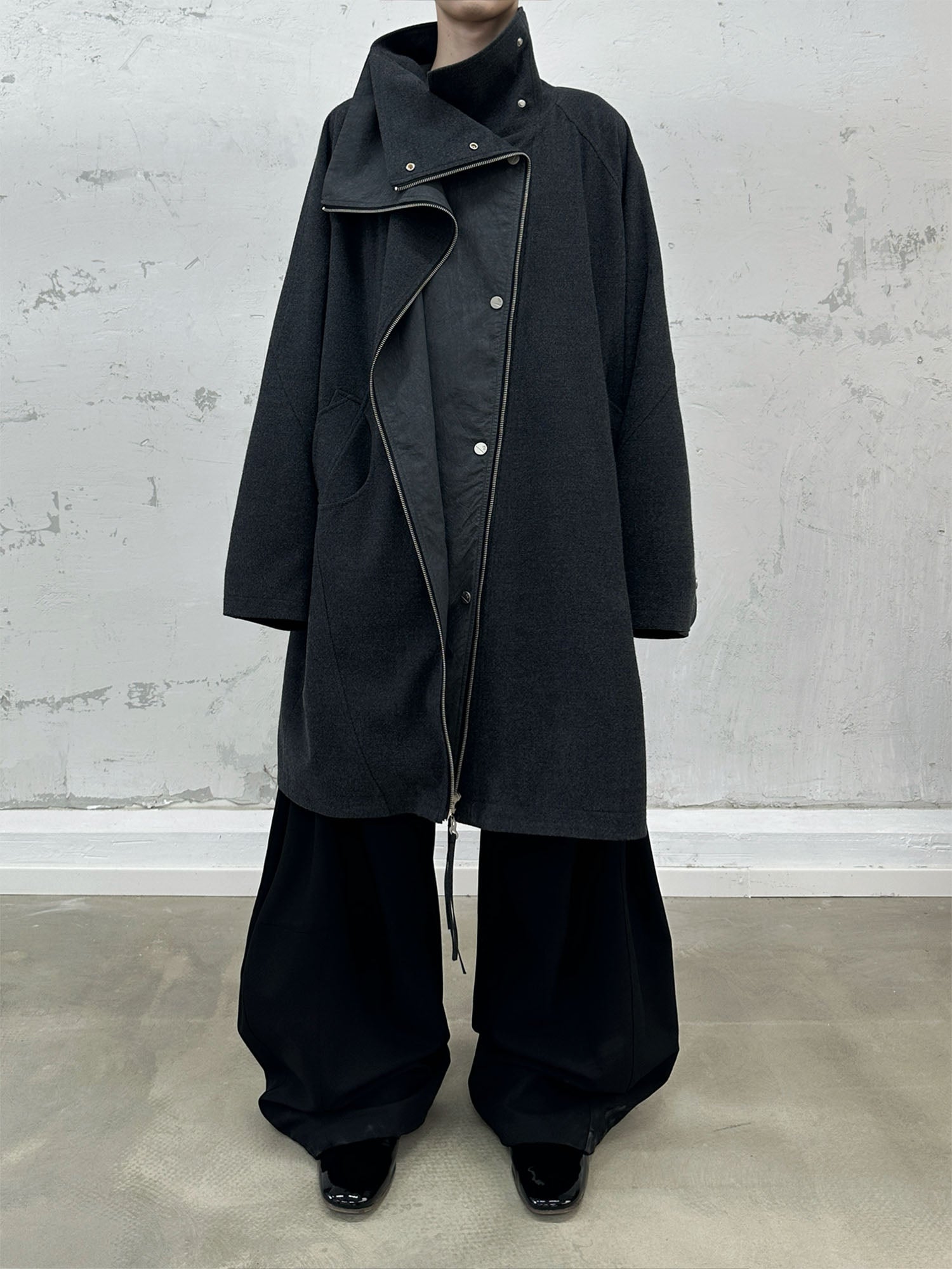 RELABEL Layered Placket Wool Blend Coat