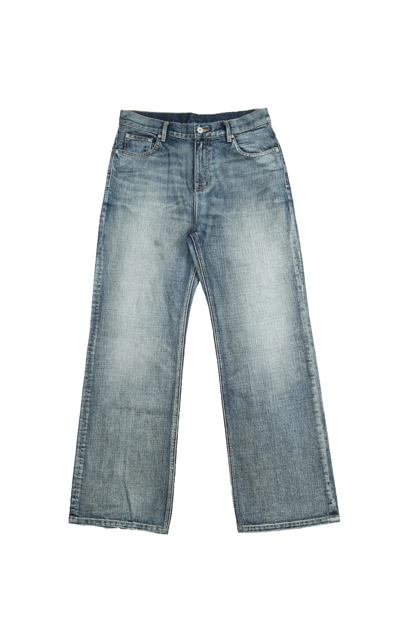 TRECLUB Retro Slub-Wash Straight-Leg Jeans, premium urban and streetwear designers apparel on PROJECTISR.com, TRECLUB