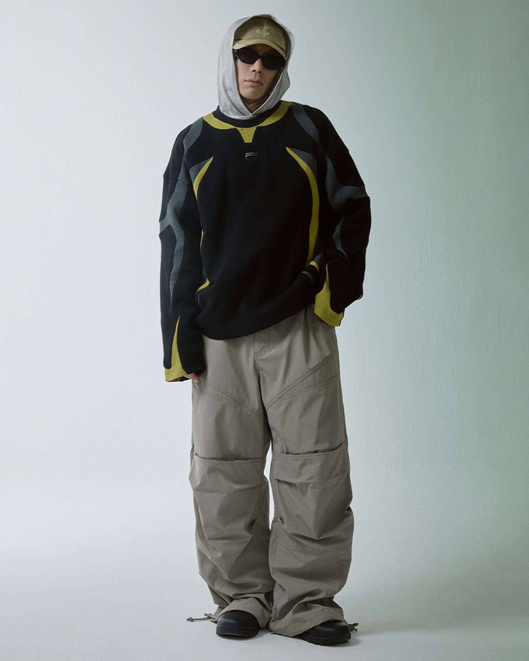 F2CE Modern Deconstructed Waffle Sweatshirt, premium urban and streetwear designers apparel on PROJECTISR.com, F2CE