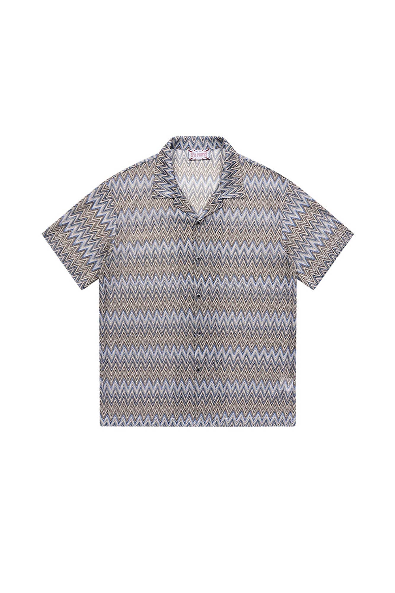 EPIC POETRY Geometric Ripple Knitted Half Shirt Sandstone, premium urban and streetwear designers apparel on PROJECTISR.com, EPIC POETRY