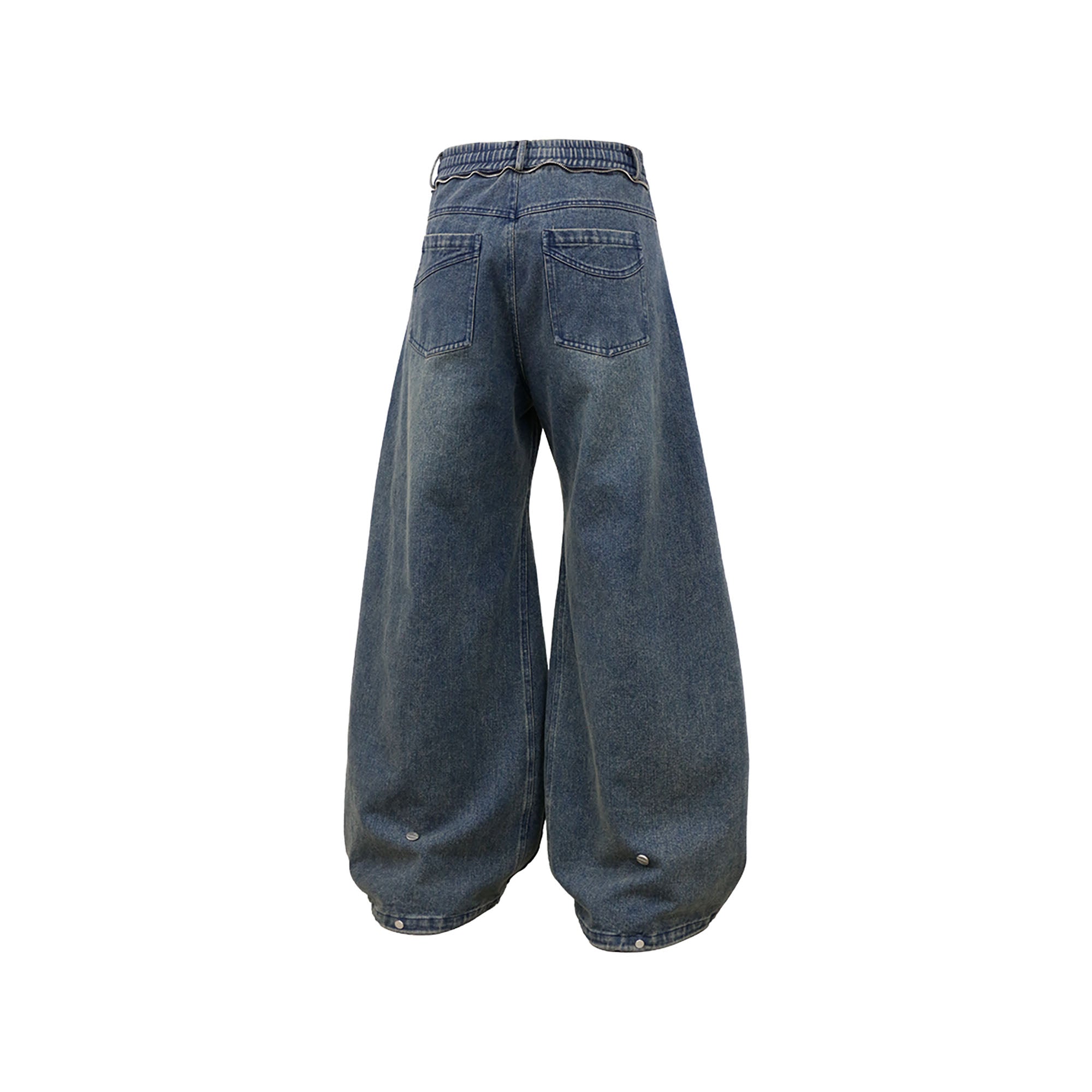 RELABEL Washed Studded Panel Oversized Jeans Blue, premium urban and streetwear designers apparel on PROJECTISR.com, RELABEL