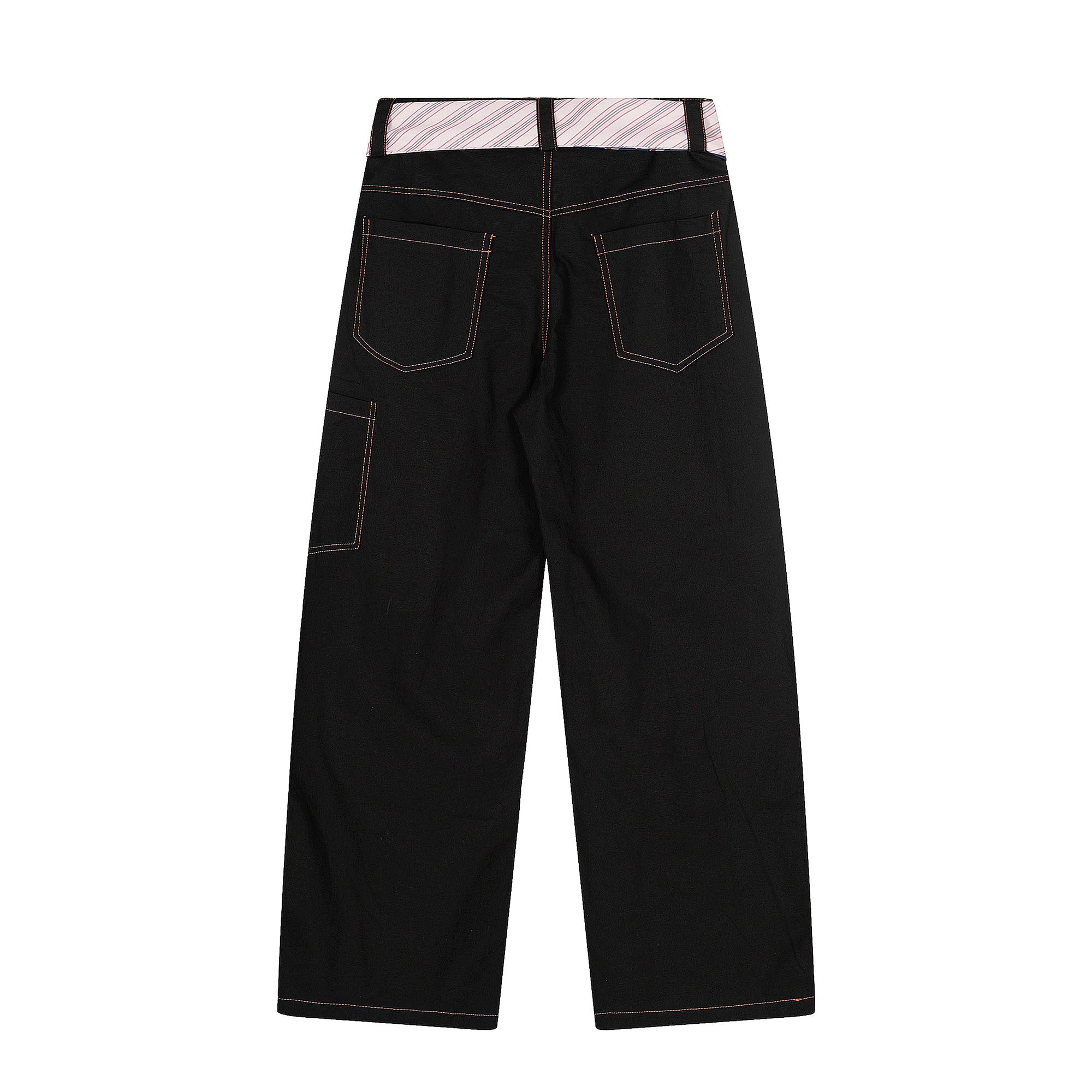 CLP Tie-Belt Multi-Pockets Stitched Pants