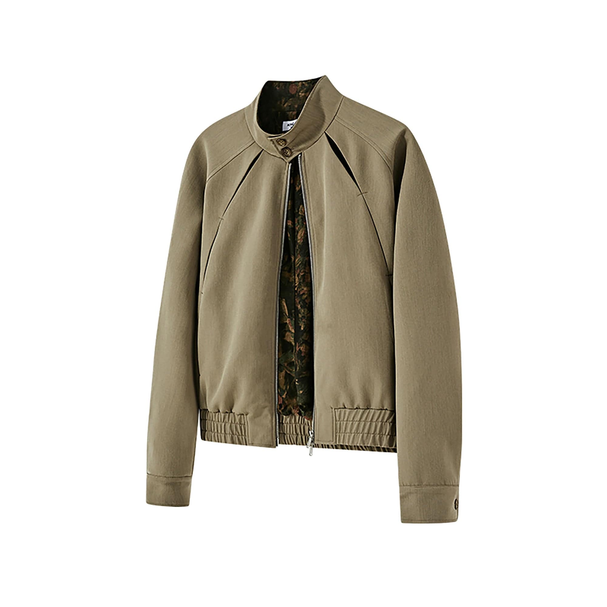 KREATE Floral-Lined Spliced Harrington Jacket, premium urban and streetwear designers apparel on PROJECTISR.com, KREATE