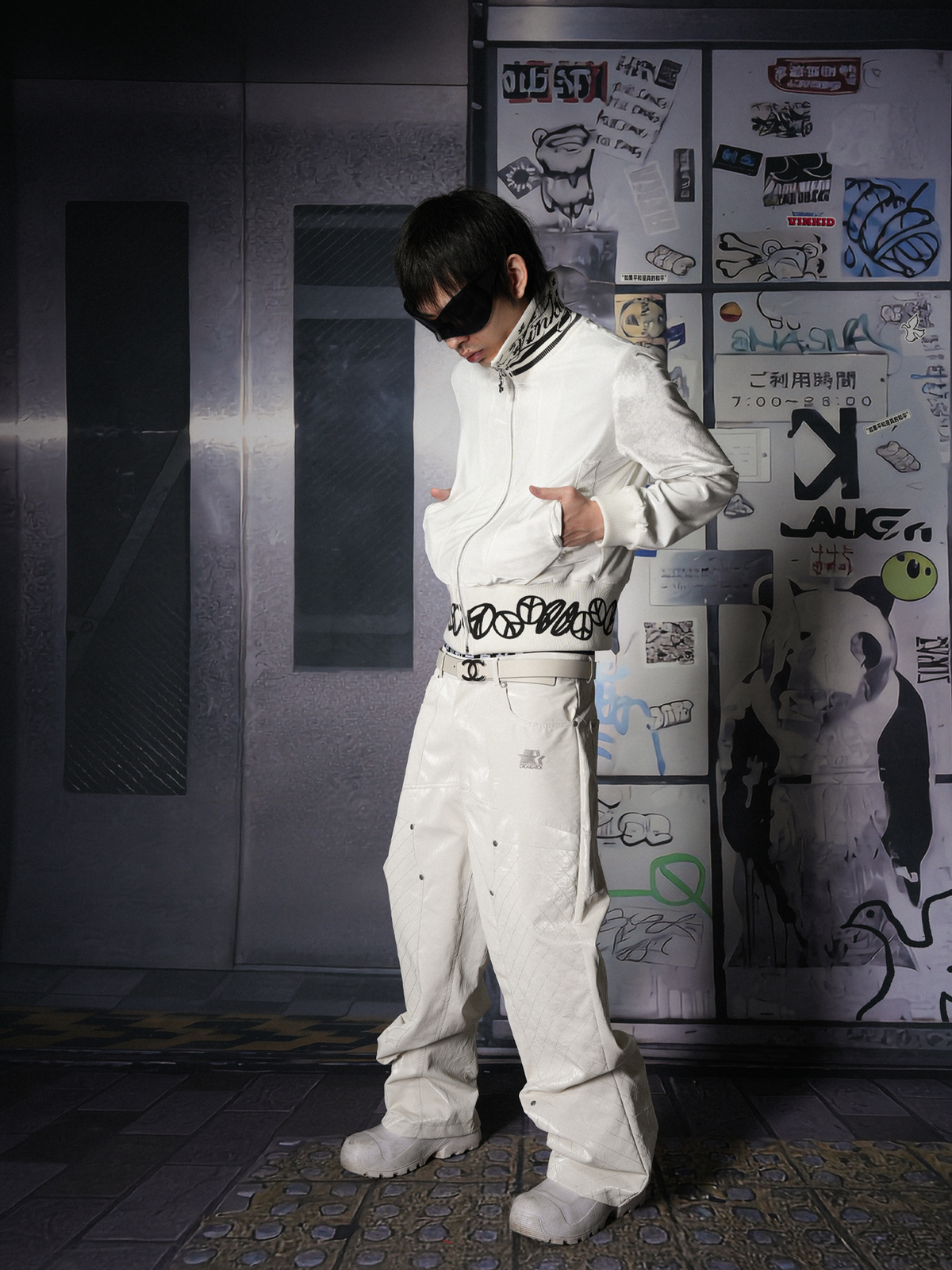 VINKID Crinkled Faux Leather Wide-Leg Pants, premium urban and streetwear designers apparel on PROJECTISR.com, VINKID