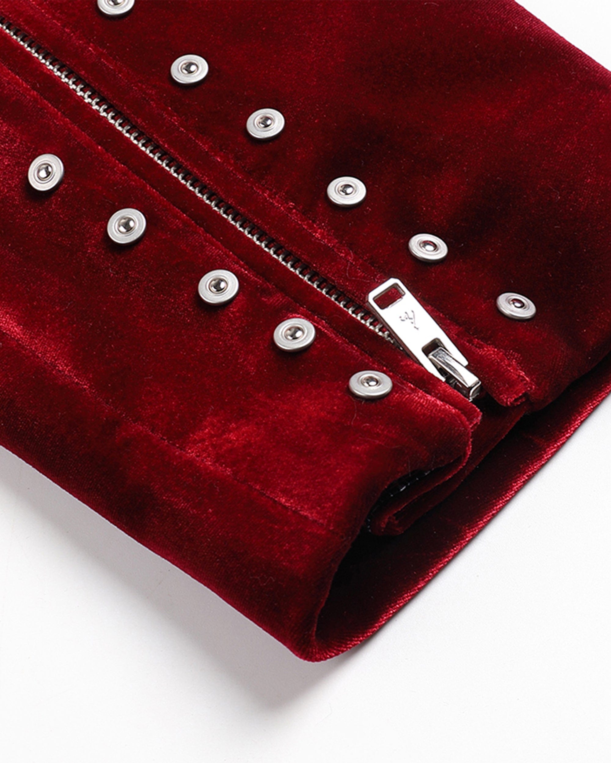 FACEONLAB Red Velvet Rivet Biker Jacket, premium urban and streetwear designers apparel on PROJECTISR.com, FACEONLAB
