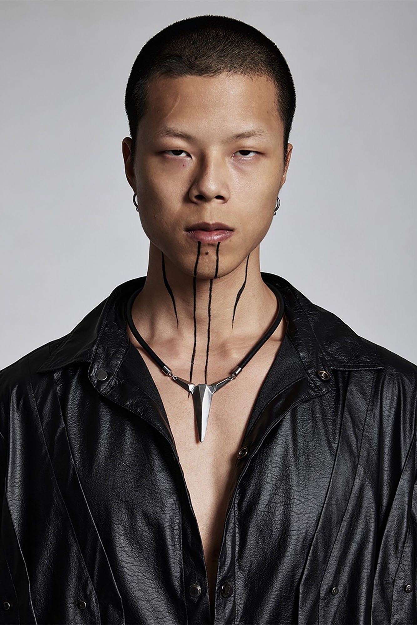 SSIN7 Spike Pendant Faux Leather Necklace, premium urban and streetwear designers apparel on PROJECTISR.com, SSIN7