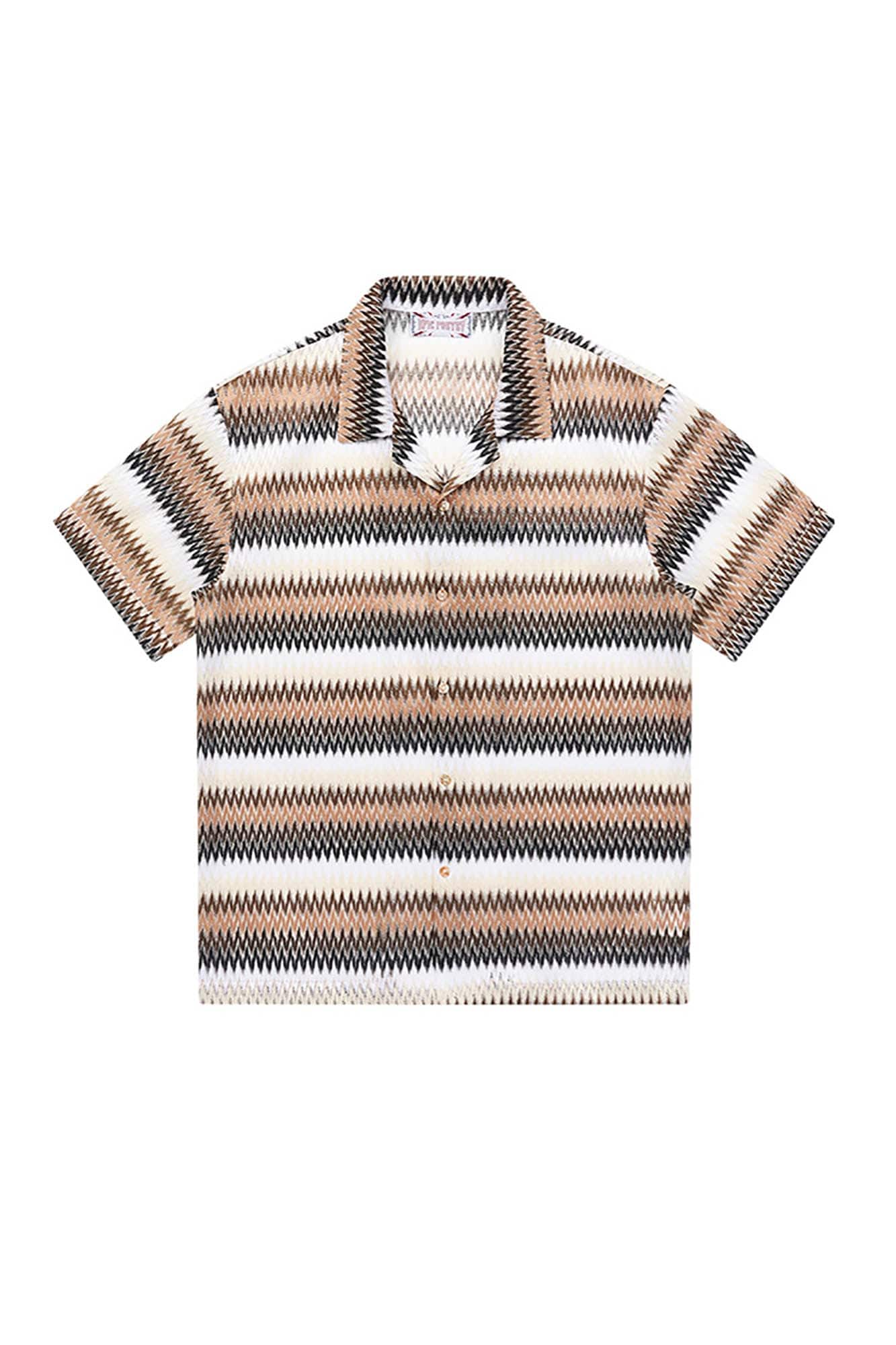 EPIC POETRY Geometric Ripple Knitted Half Shirt Brown, premium urban and streetwear designers apparel on PROJECTISR.com, EPIC POETRY