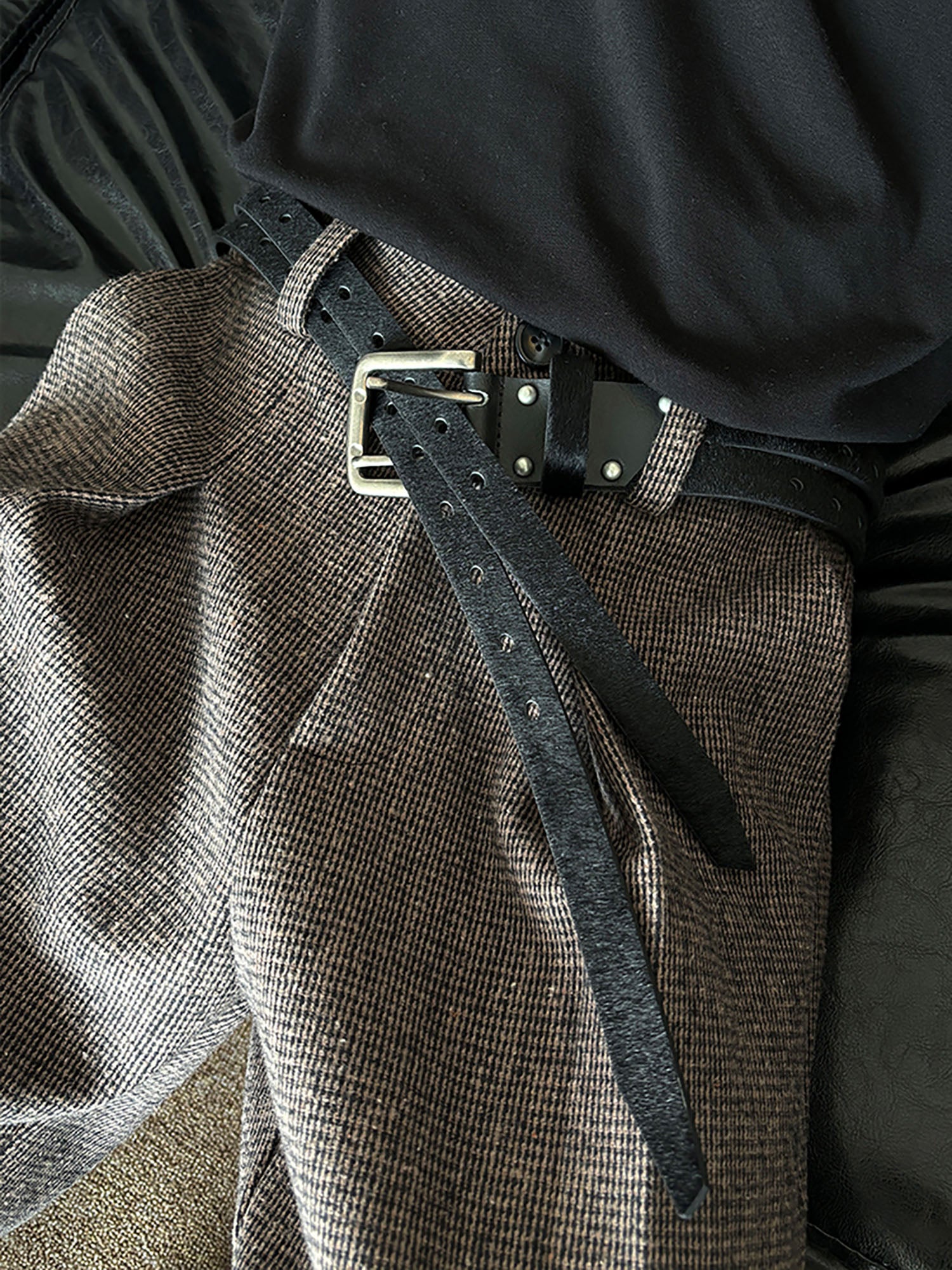 KREATE Perforated Double-Prong Faux Leather Belt, premium urban and streetwear designers apparel on PROJECTISR.com, KREATE