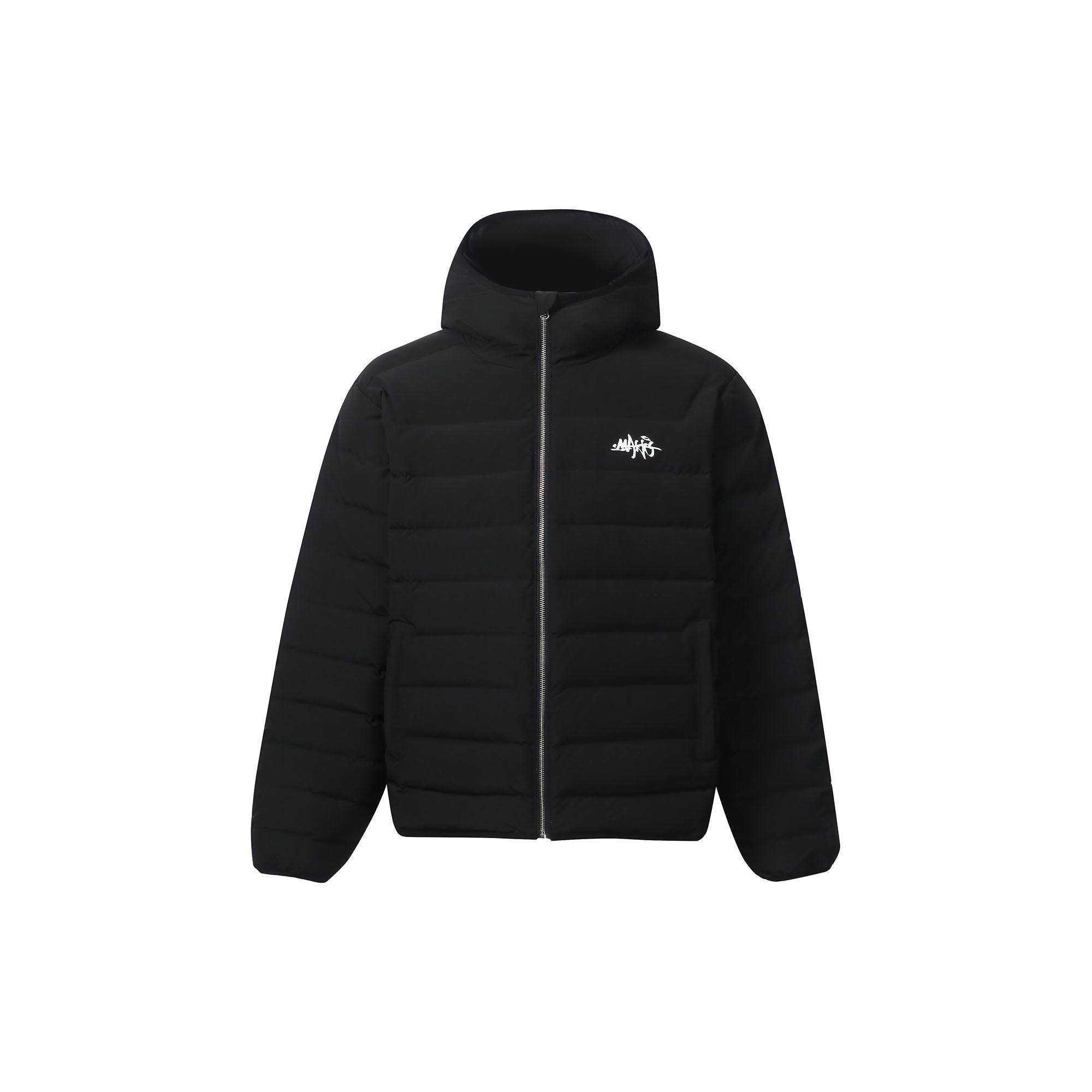 MAKEMORE LOGO Embroidered Elastic Quilted Down Jacket