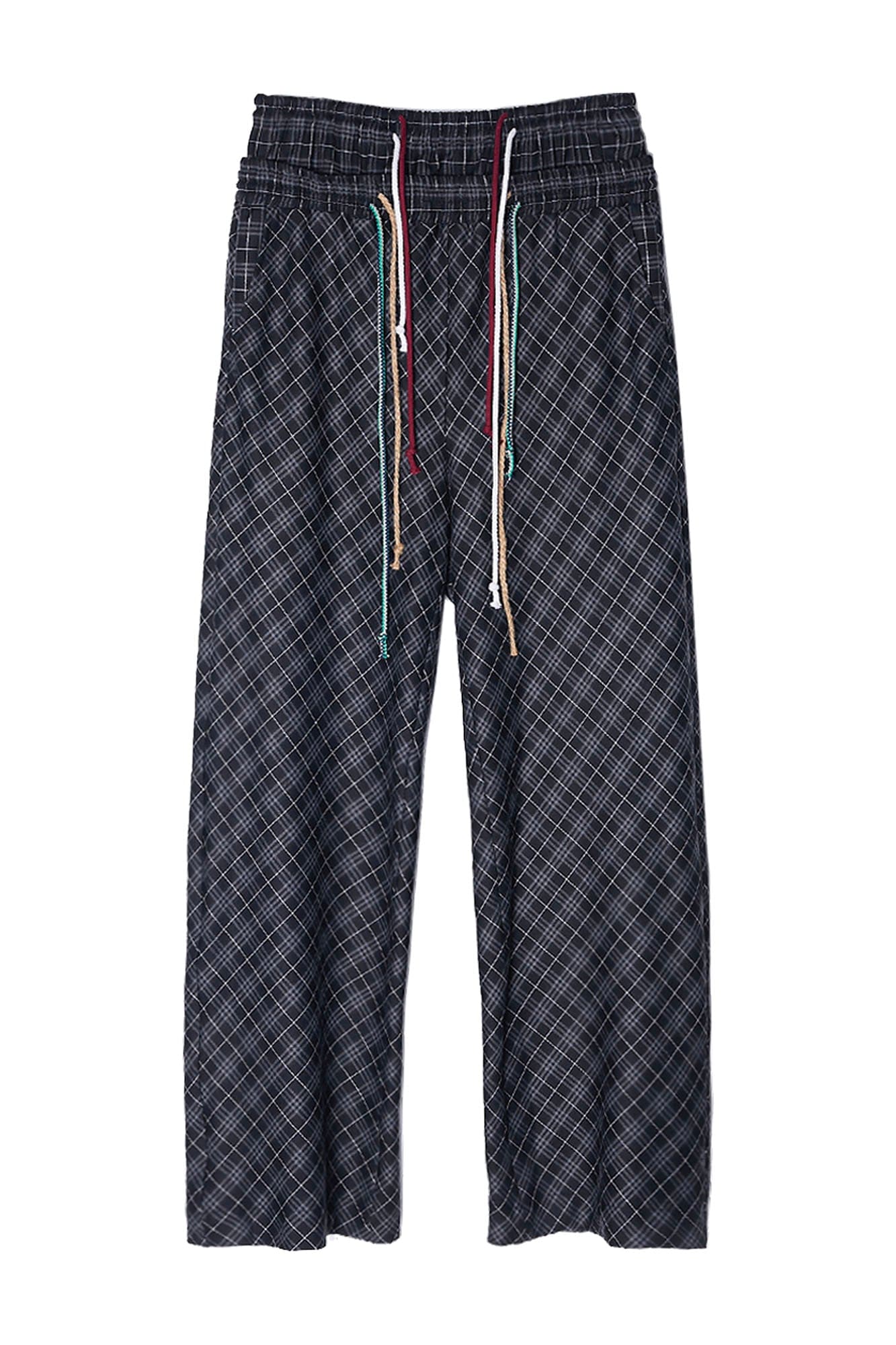 ASSEEN Plaid Double-Waist Drawstring Wide-Leg Pants, premium urban and streetwear designers apparel on PROJECTISR.com, ASSEEN