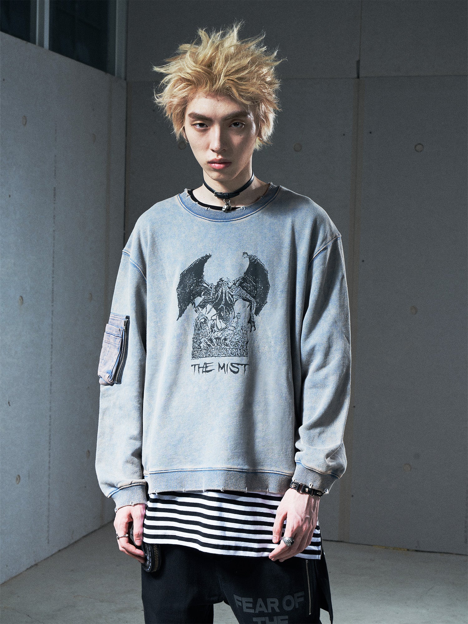 VENTUREK Washed Graphic Frayed Hem Sweatshirt, premium urban and streetwear designers apparel on PROJECTISR.com, VENTUREK