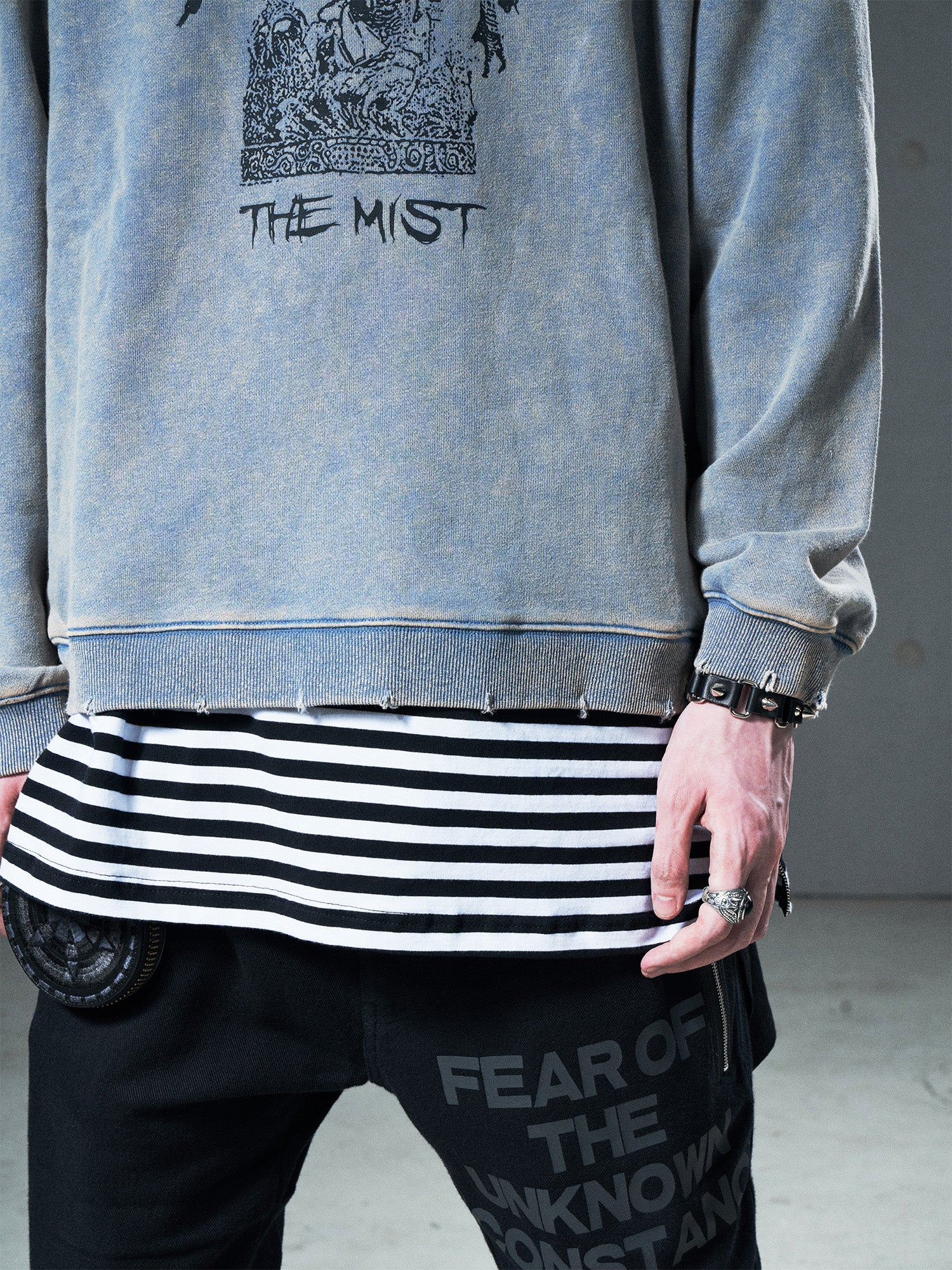 VENTUREK Washed Graphic Frayed Hem Sweatshirt, premium urban and streetwear designers apparel on PROJECTISR.com, VENTUREK