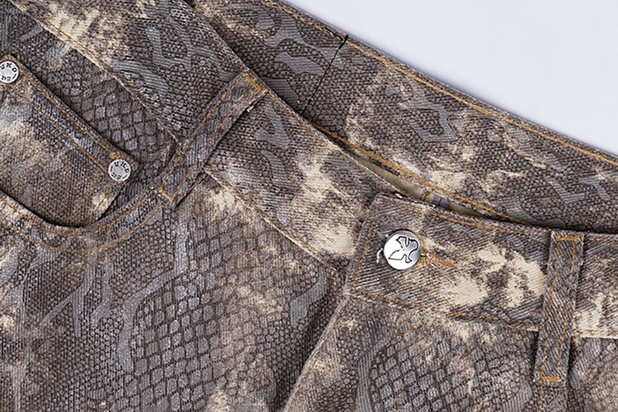VINKID Snakeskin Waxed Baggy Pants, premium urban and streetwear designers apparel on PROJECTISR.com, VINKID
