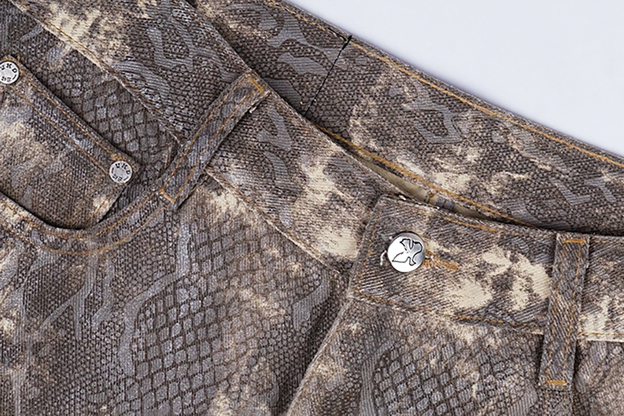 VINKID Snakeskin Waxed Baggy Pants, premium urban and streetwear designers apparel on PROJECTISR.com, VINKID