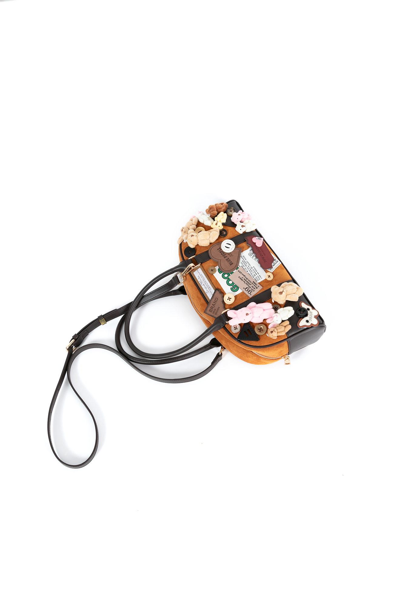 BLING BOX Plush Bunny Shoulder Bag Caramel