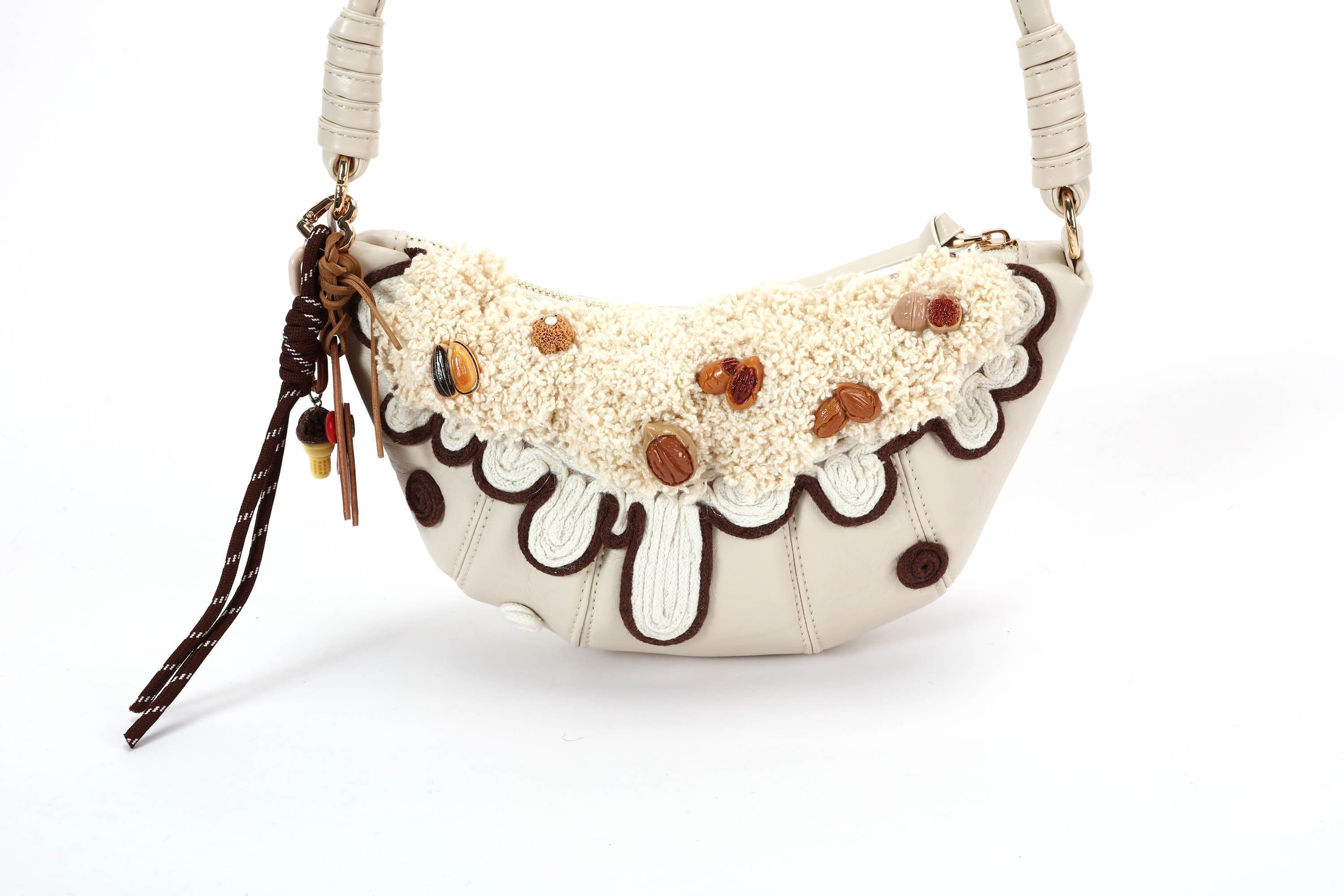 BLING BOX Cream Croissant Shoulder Bag
