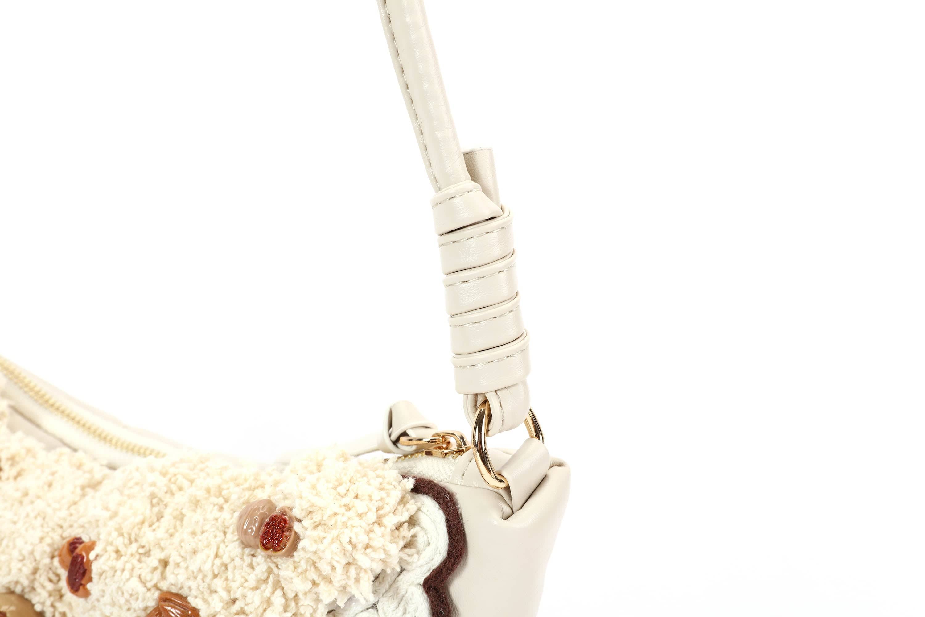 BLING BOX Cream Croissant Shoulder Bag