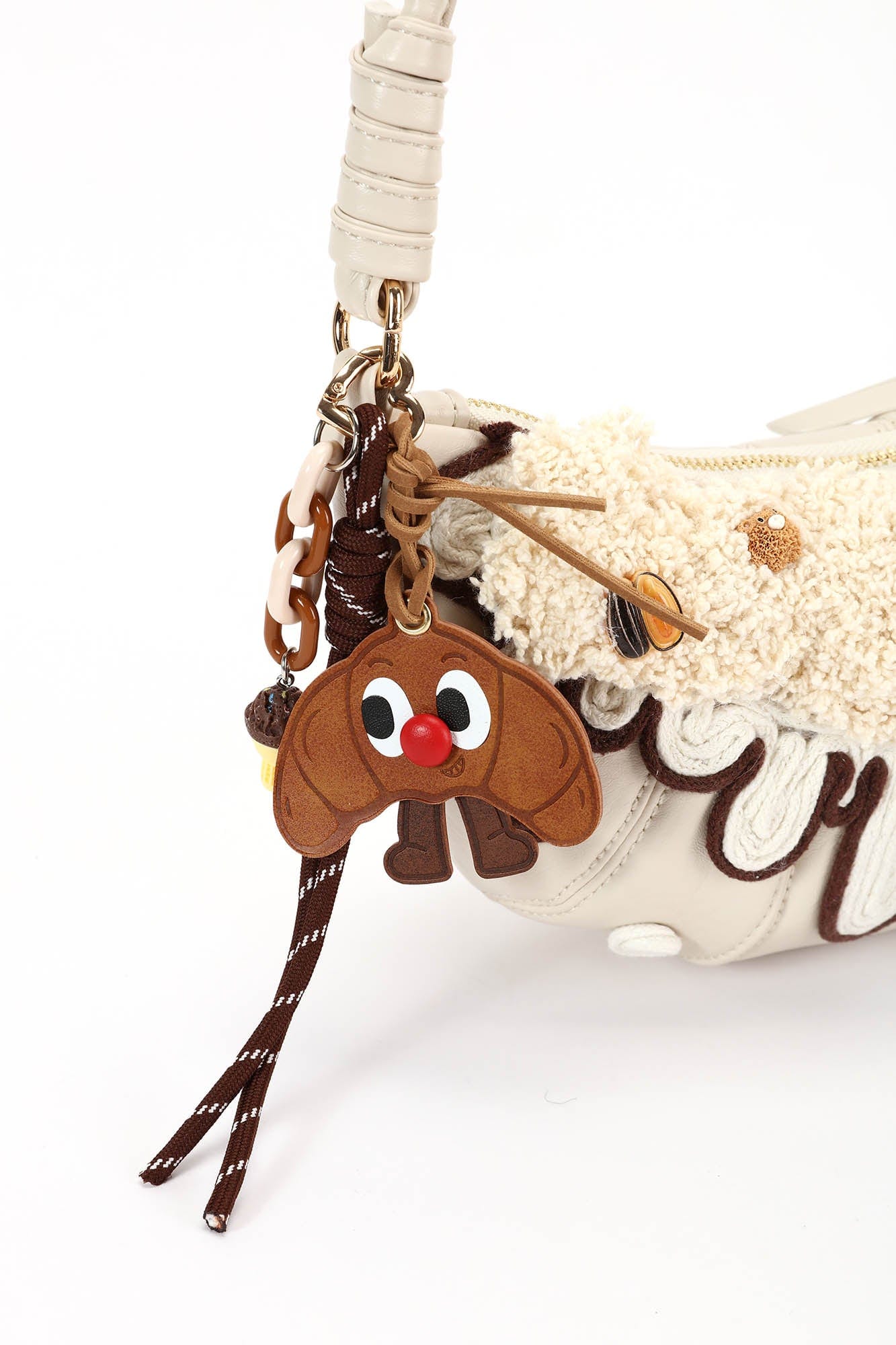 BLING BOX Cream Croissant Shoulder Bag
