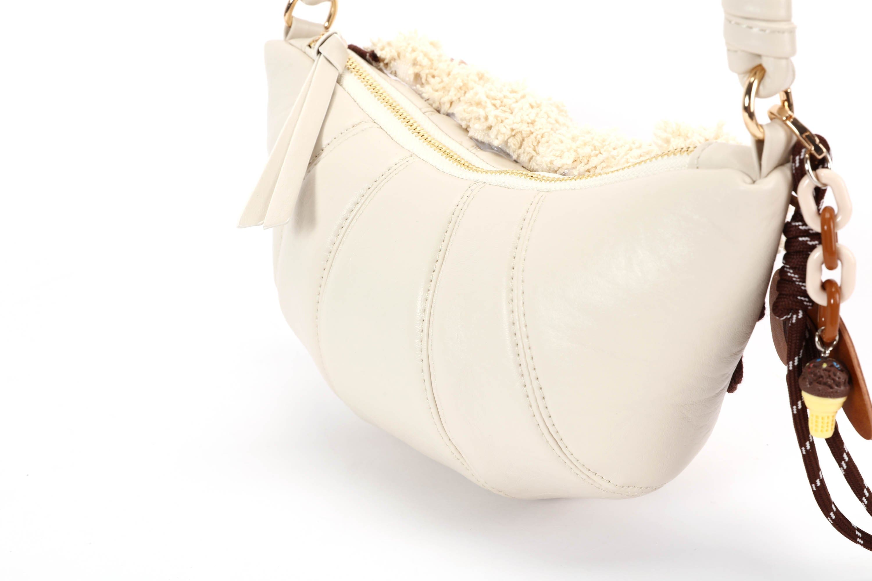 BLING BOX Cream Croissant Shoulder Bag