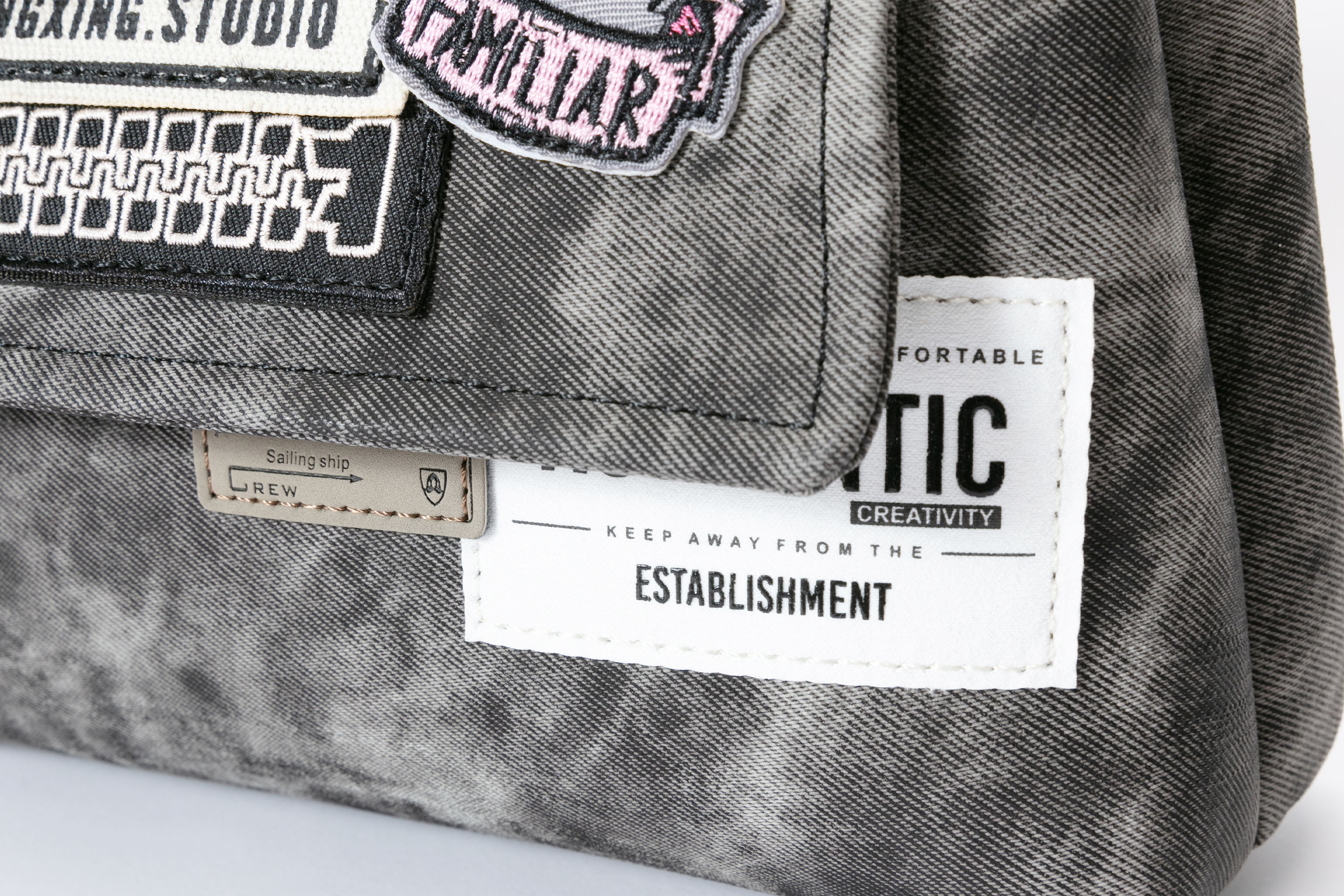 BLING BOX Patched Graffiti Washed Shoulder Bag
