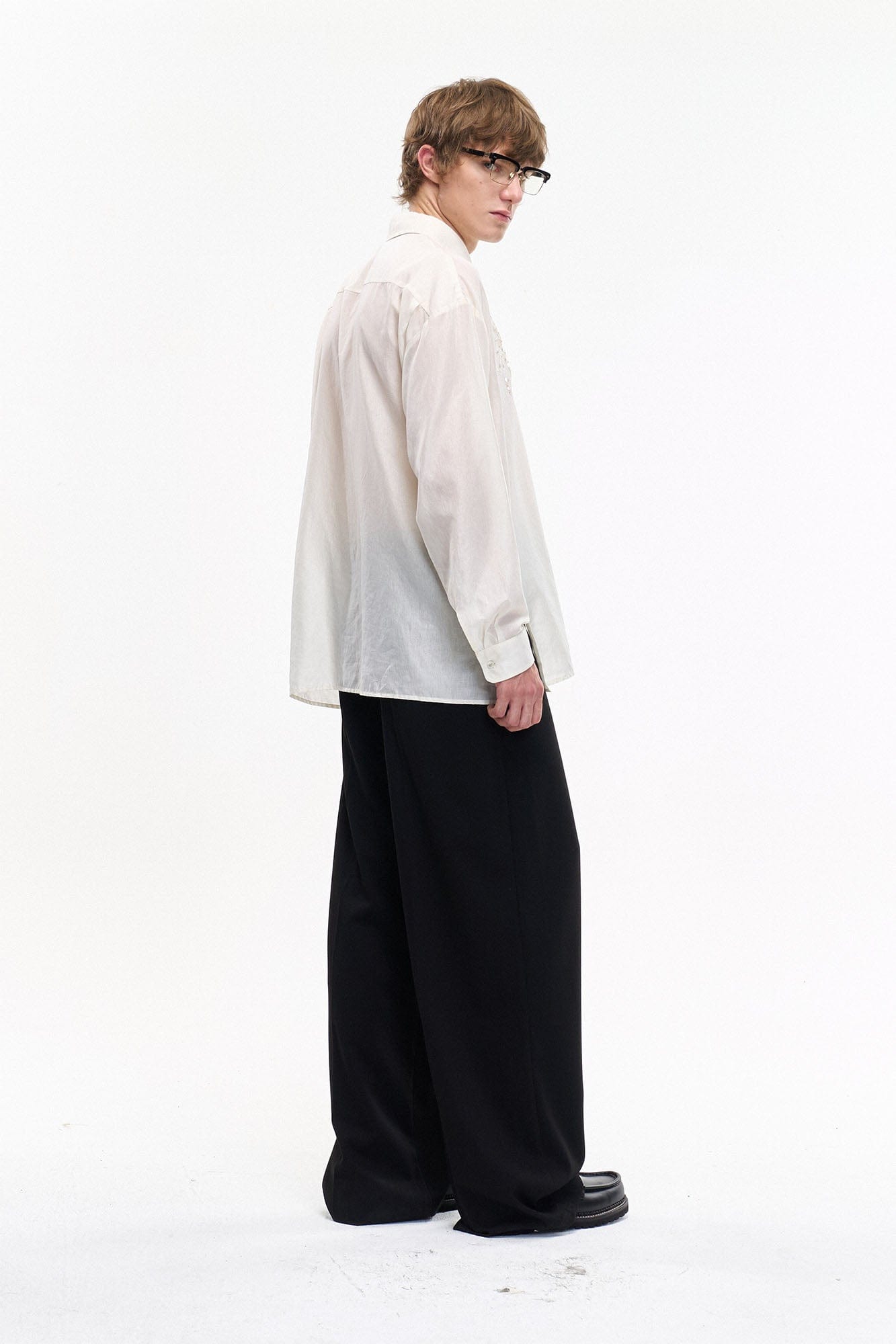 LEONSENSE Firework Embroidered Sequin Sheer Tencel Shirt, premium urban and streetwear designers apparel on PROJECTISR.com, LEONSENSE