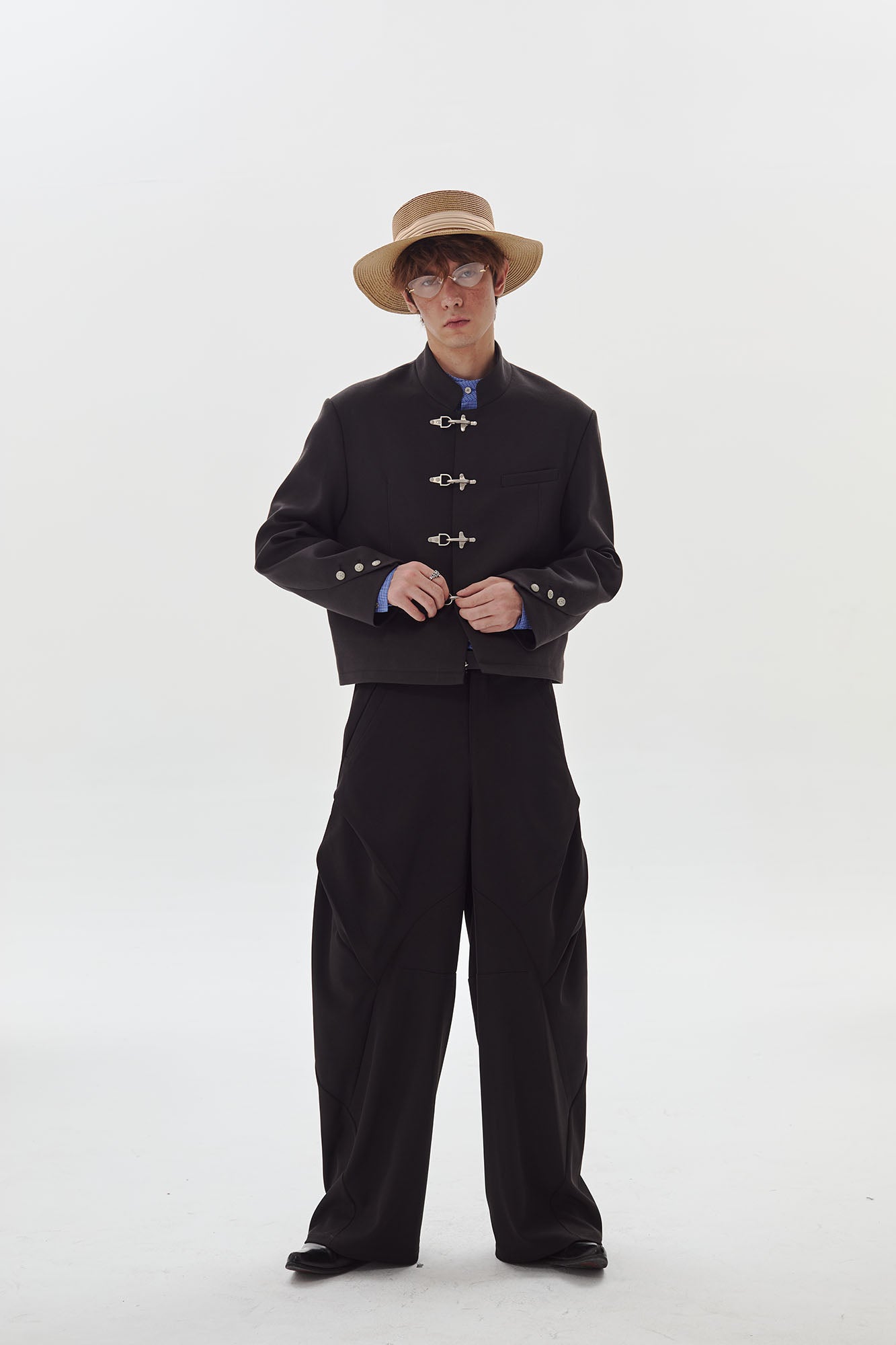 PASET Frog Buckle Stand Collar Jacket