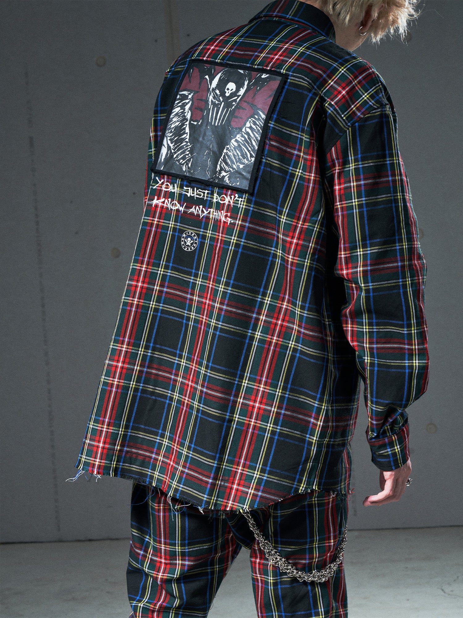 VENTUREK Distressed Back-Patch Frayed Plaid Shirt, premium urban and streetwear designers apparel on PROJECTISR.com, VENTUREK