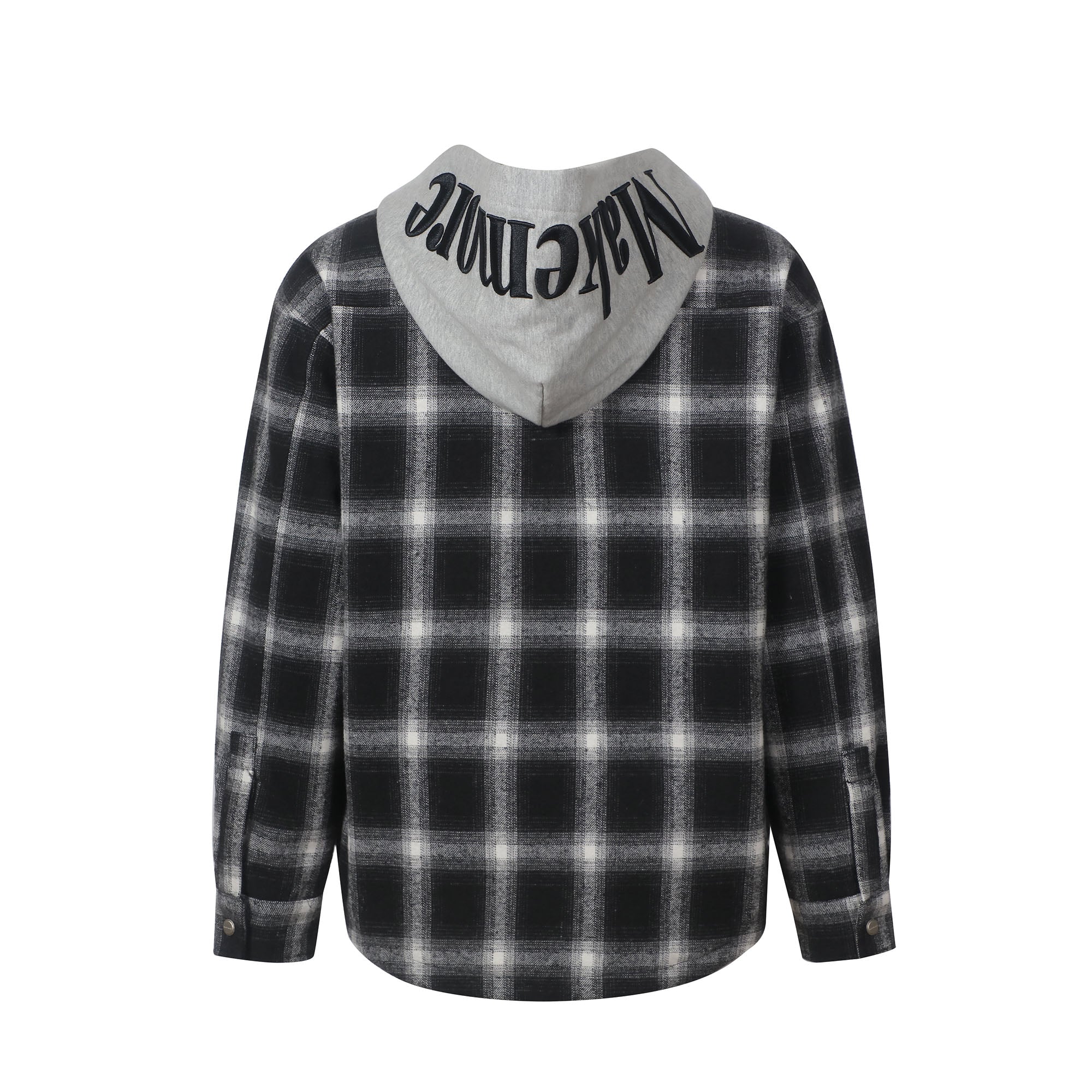 MAKEMORE Plaid Pocket Hooded Insulated Shirt