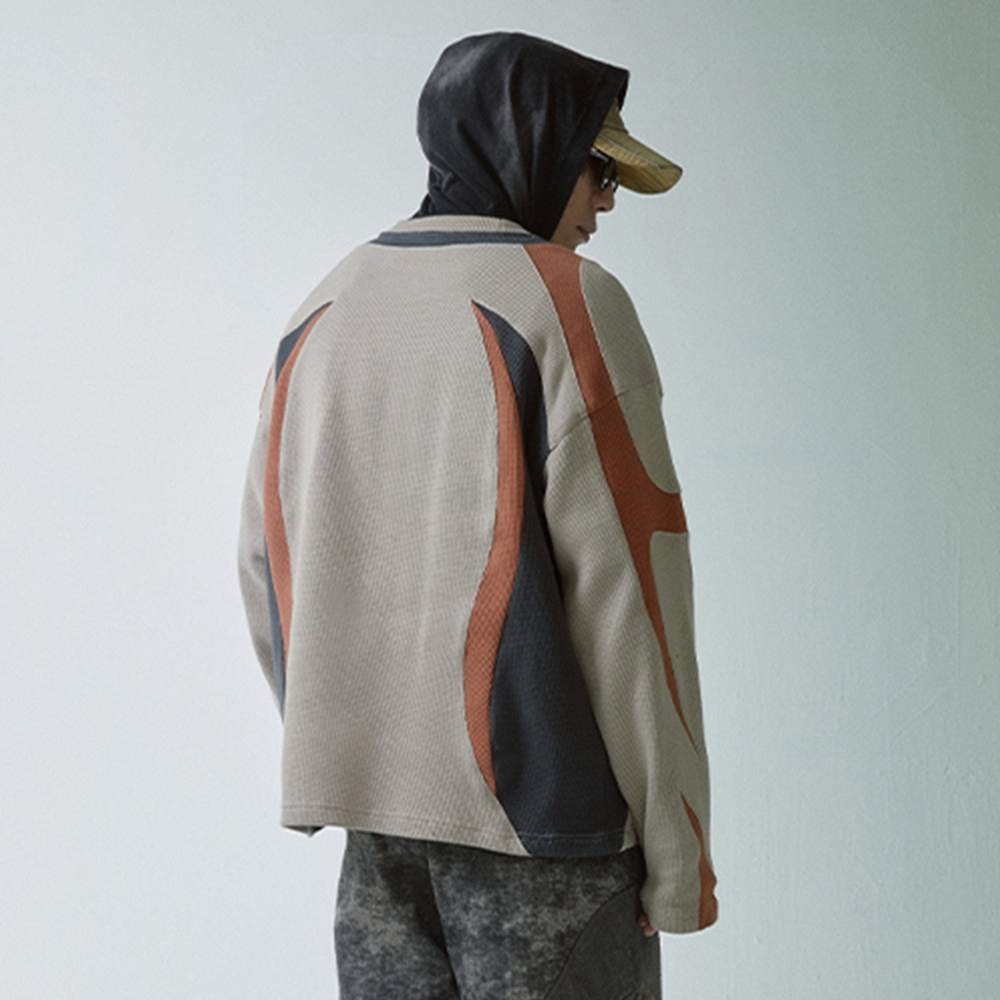 F2CE Modern Deconstructed Waffle Sweatshirt, premium urban and streetwear designers apparel on PROJECTISR.com, F2CE