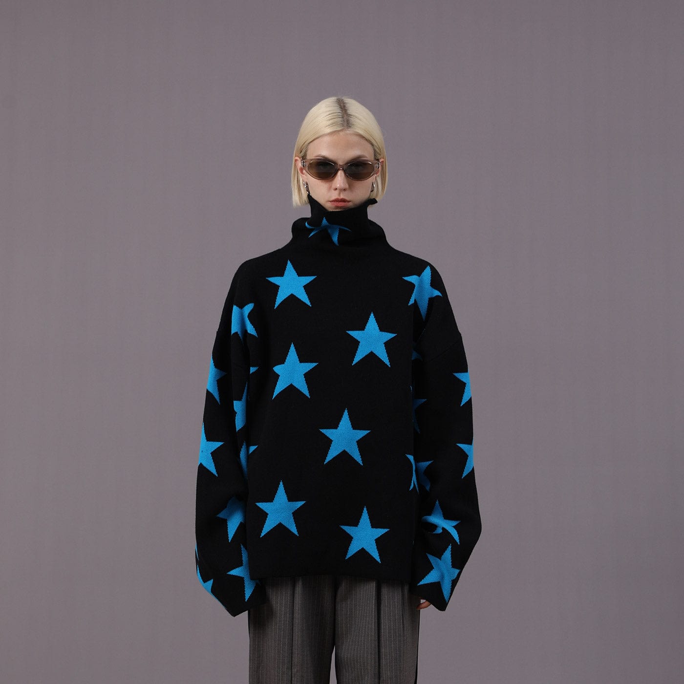 MIICHOUS Full Printed Stars Turtleneck Sweater, premium urban and streetwear designers apparel on PROJECTISR.com, Miichous
