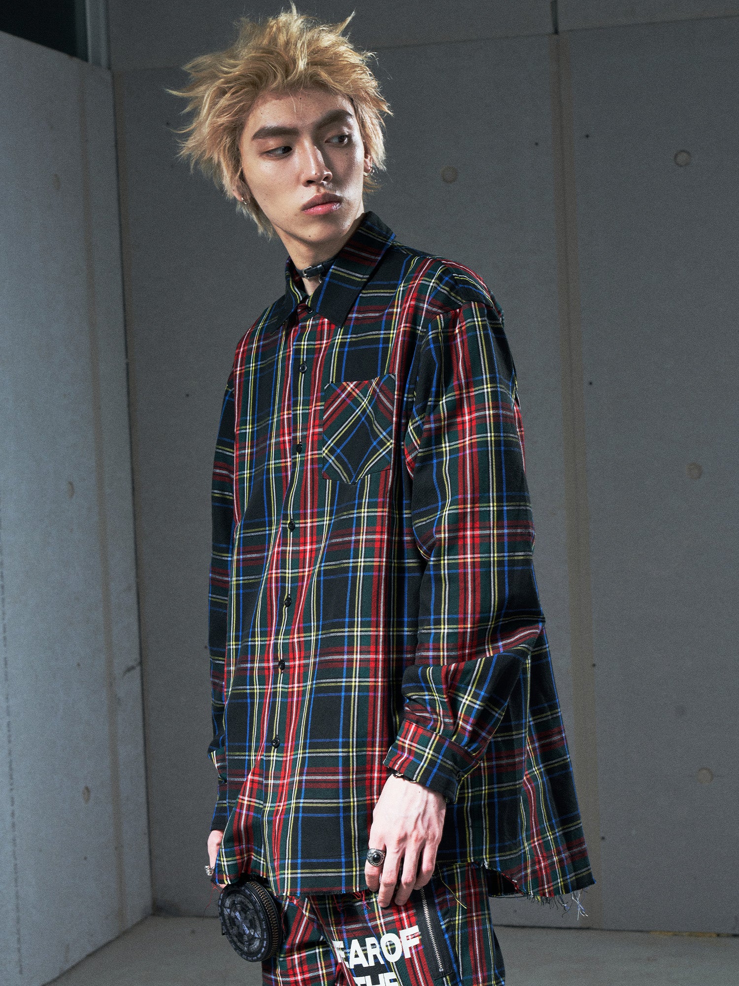 VENTUREK Distressed Back-Patch Frayed Plaid Shirt, premium urban and streetwear designers apparel on PROJECTISR.com, VENTUREK