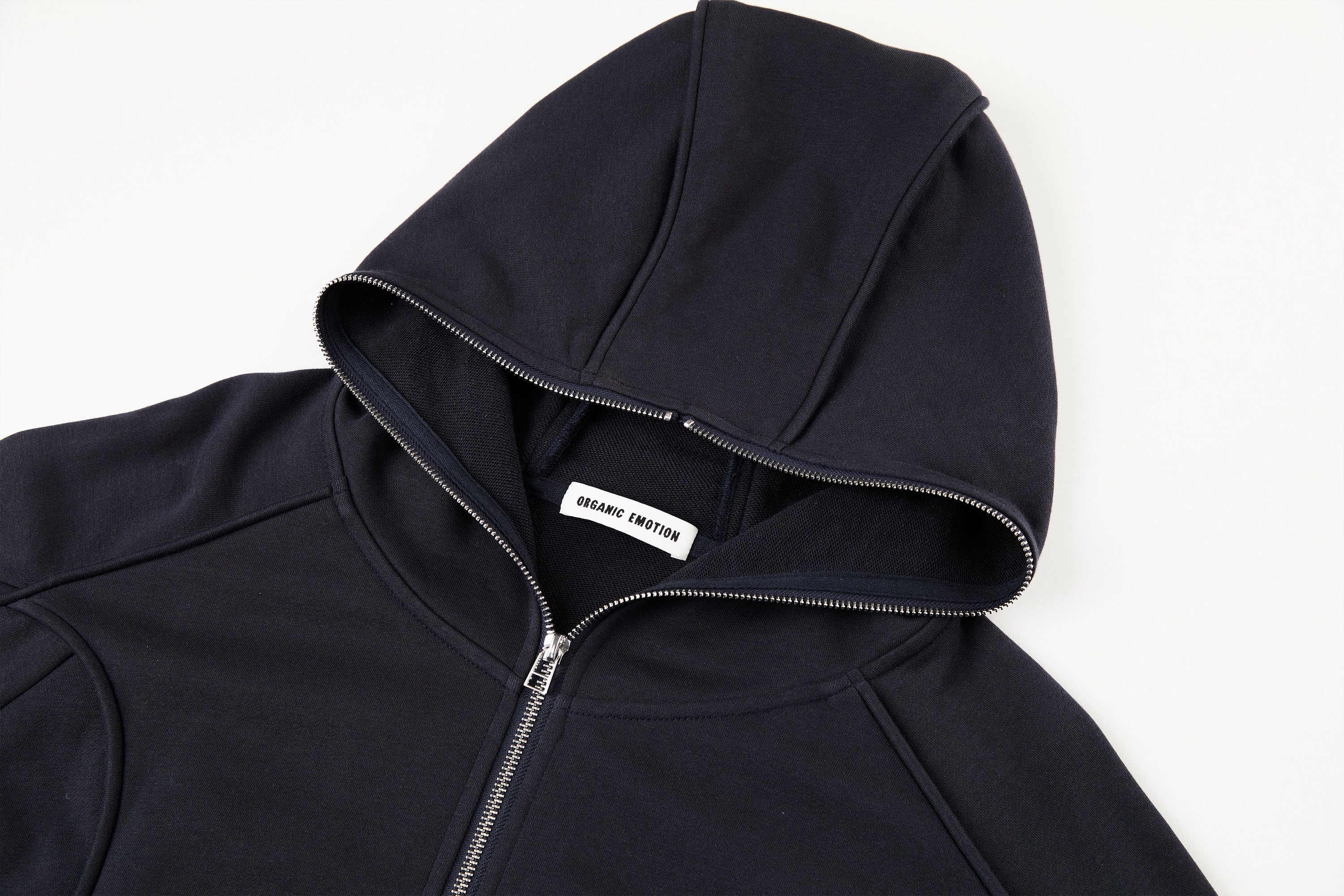 ORGANIC EMOTION Curved Panel Drawstring-Hem Zip-Up Hoodie, premium urban and streetwear designers apparel on PROJECTISR.com, ORGANIC EMOTION