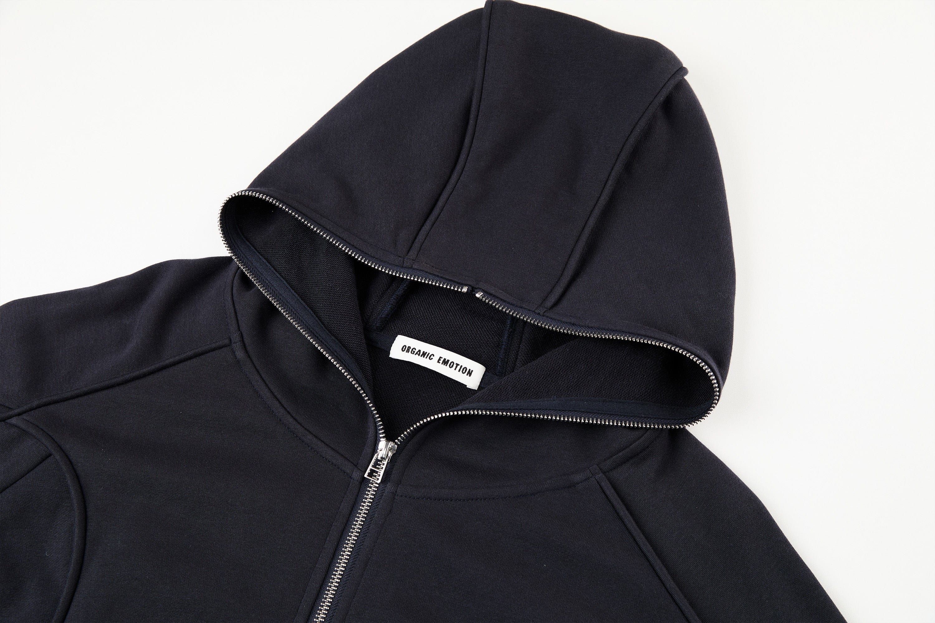 ORGANIC EMOTION Curved Panel Drawstring-Hem Zip-Up Hoodie, premium urban and streetwear designers apparel on PROJECTISR.com, ORGANIC EMOTION
