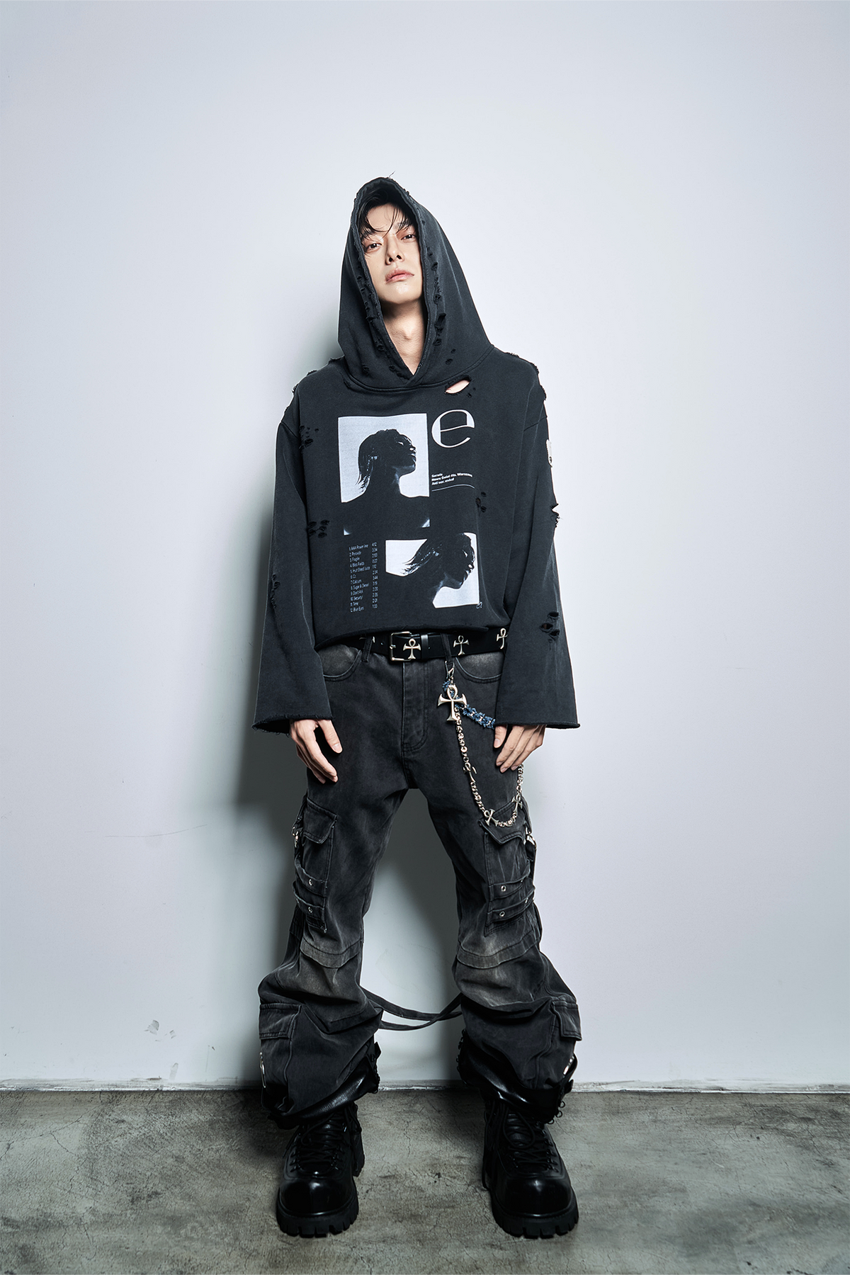 ANTI WAR REVIVAL Distressed Portrait Graphic Oversized Hoodie