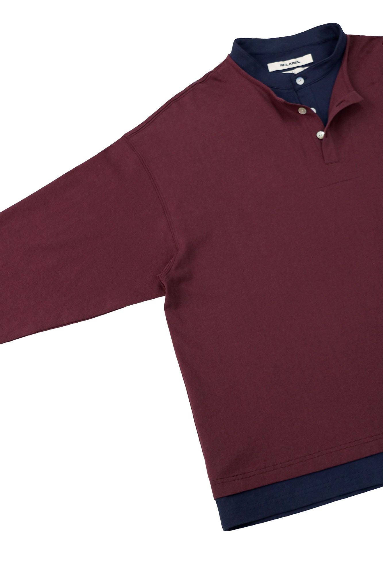 RELABEL Contrast Layered Henley Long-Sleeve Tee, premium urban and streetwear designers apparel on PROJECTISR.com, RELABEL