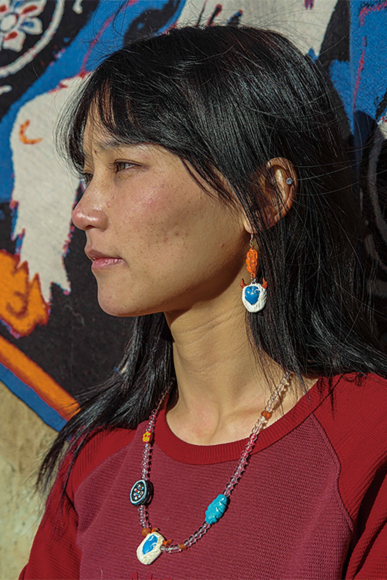 NERHI Tribal Clay Charm-Drop Earrings