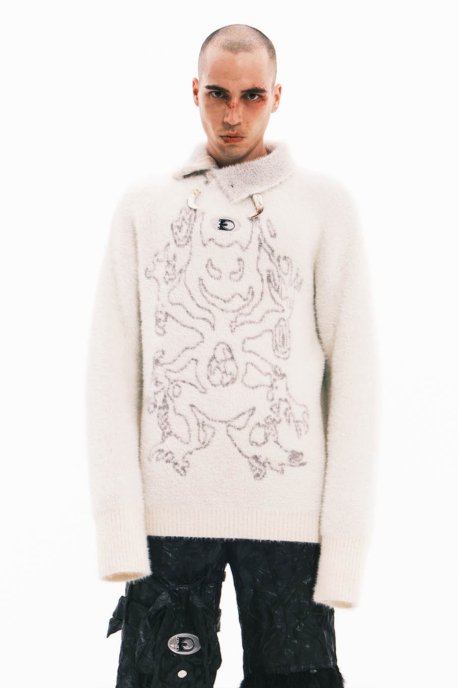 EMBRYO Devil Mohair Bone Turtleneck Sweater, premium urban and streetwear designers apparel on PROJECTISR.com, EMBRYO