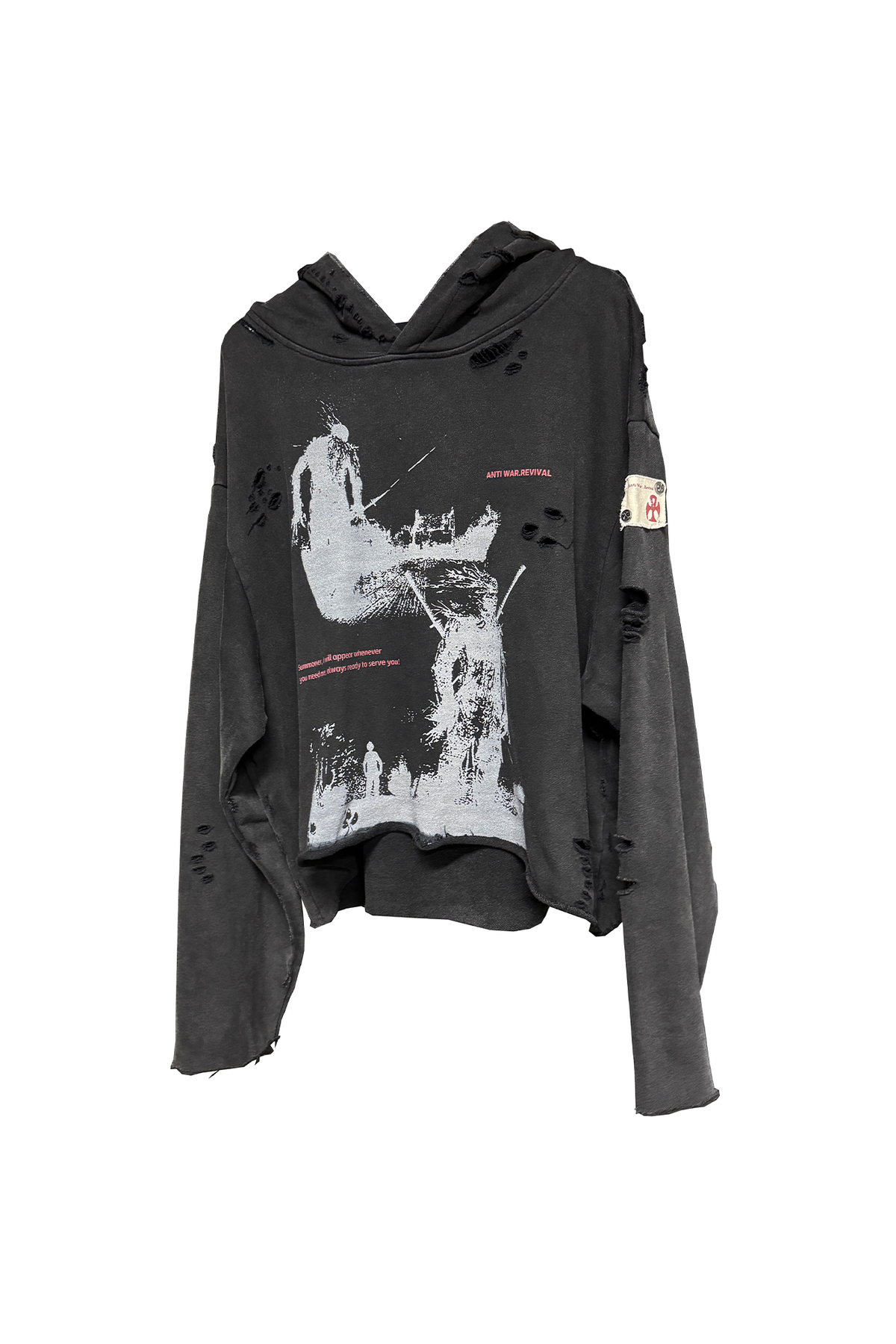 ANTI WAR REVIVAL Distressed Retro Graphic Oversized Hoodie