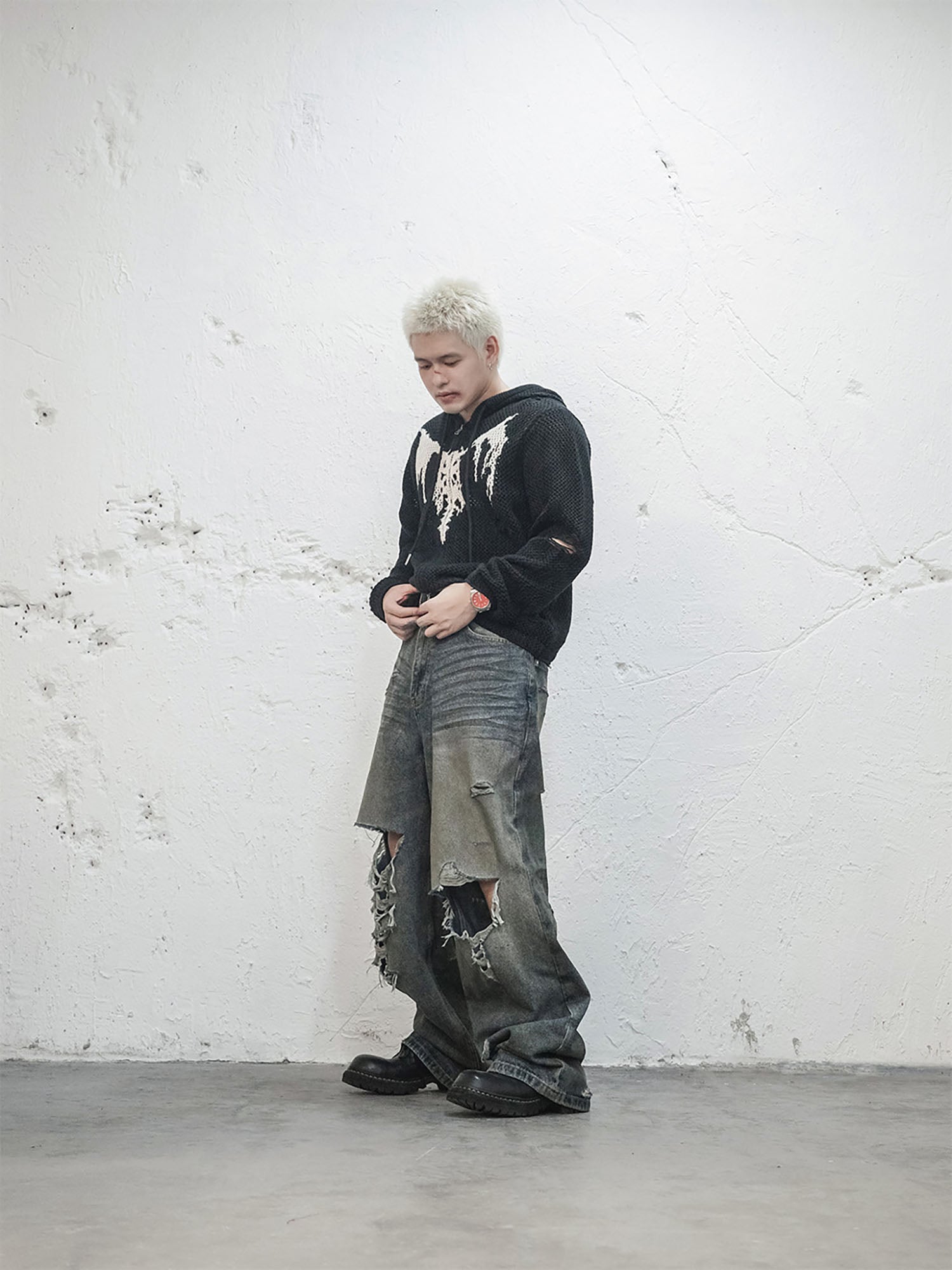 UNDERWATER Hellbound Wing Hooded Zip-Up Cardigan