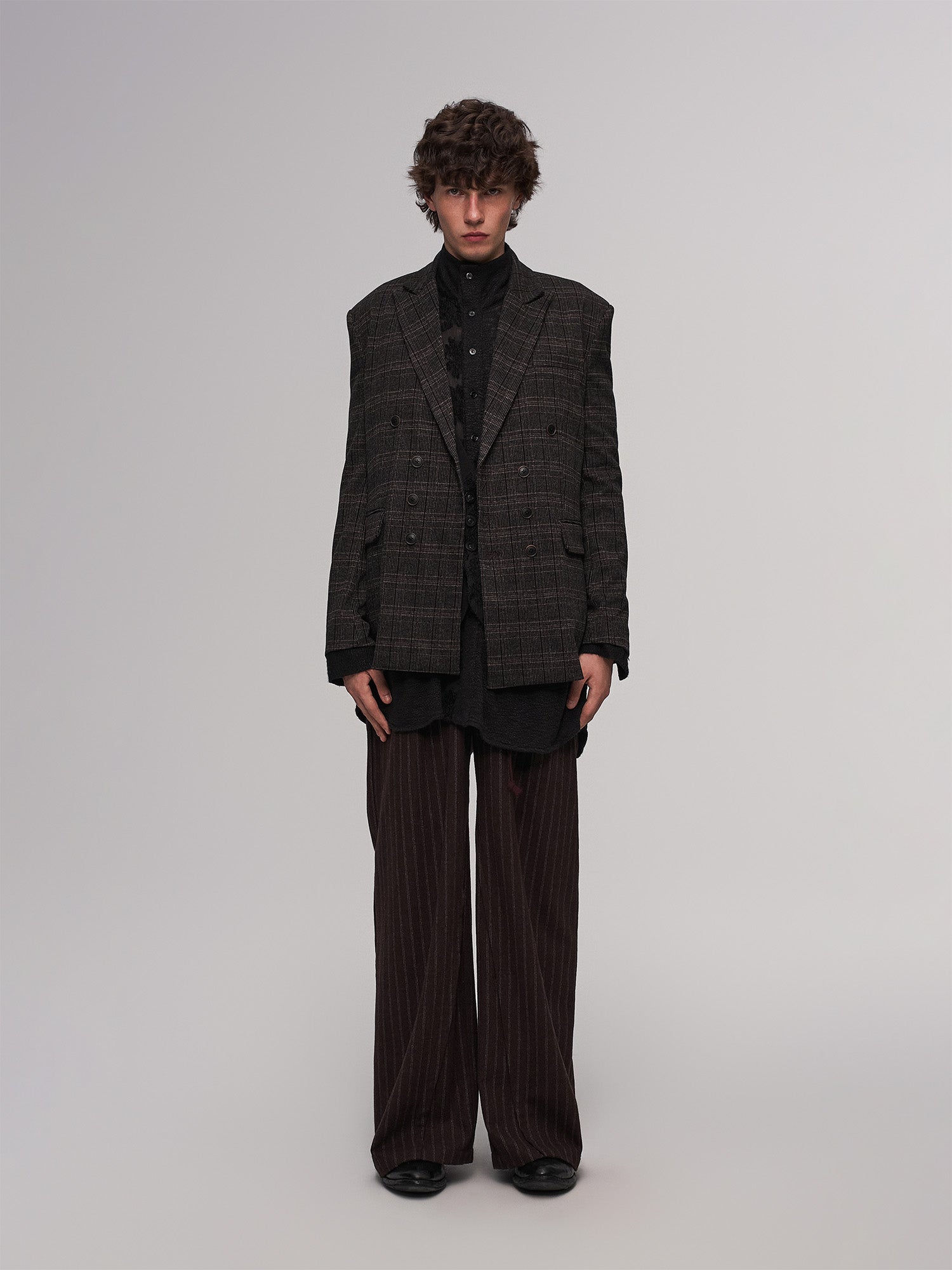 ILNya Nieternite Nifutur Wool-Blend Pinstripe Wide-Leg Pants