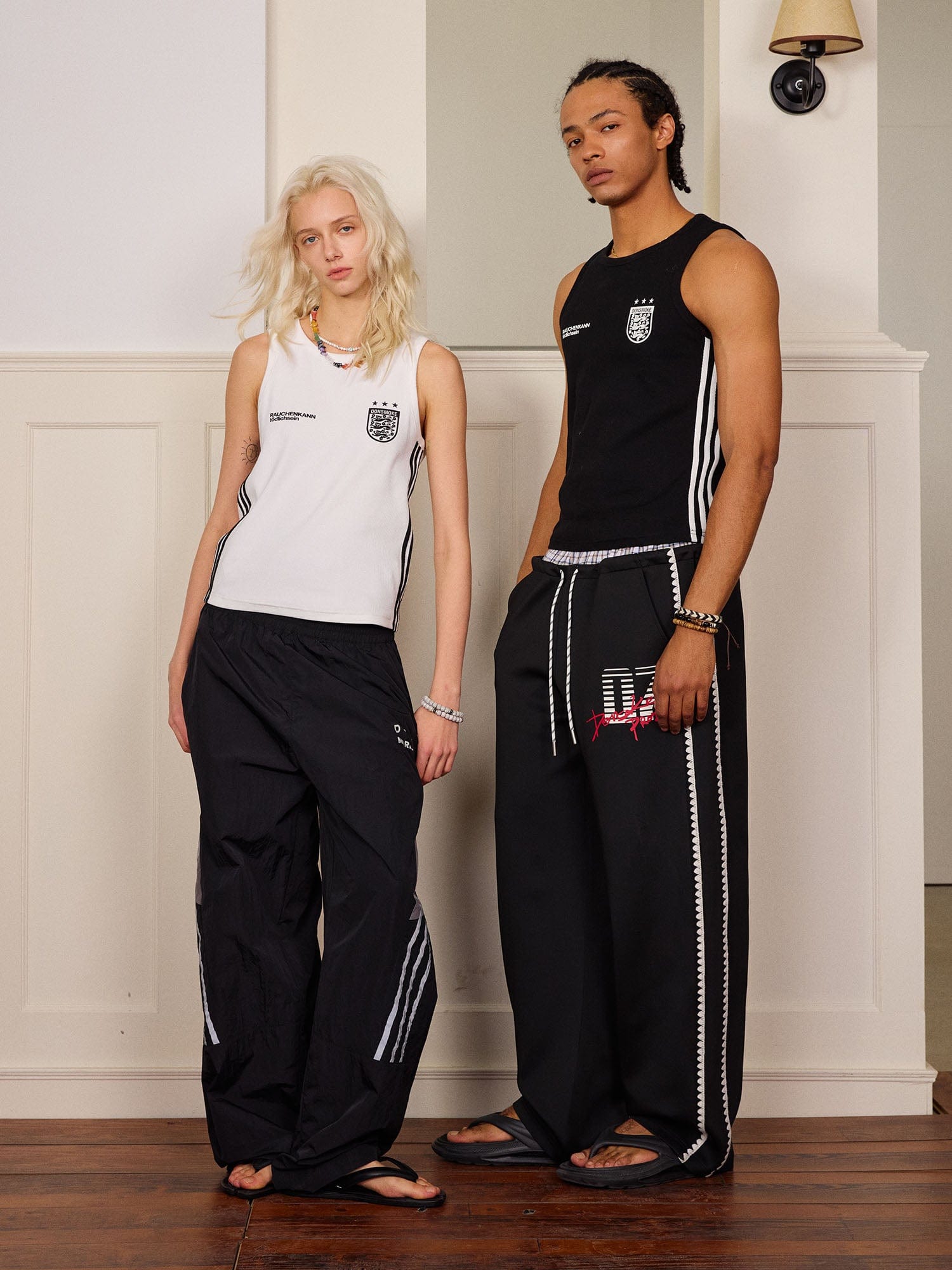 DONSMOKE Plaid Double-Waist Contrast Webbing Sweatpants, premium urban and streetwear designers apparel on PROJECTISR.com, DONSMOKE