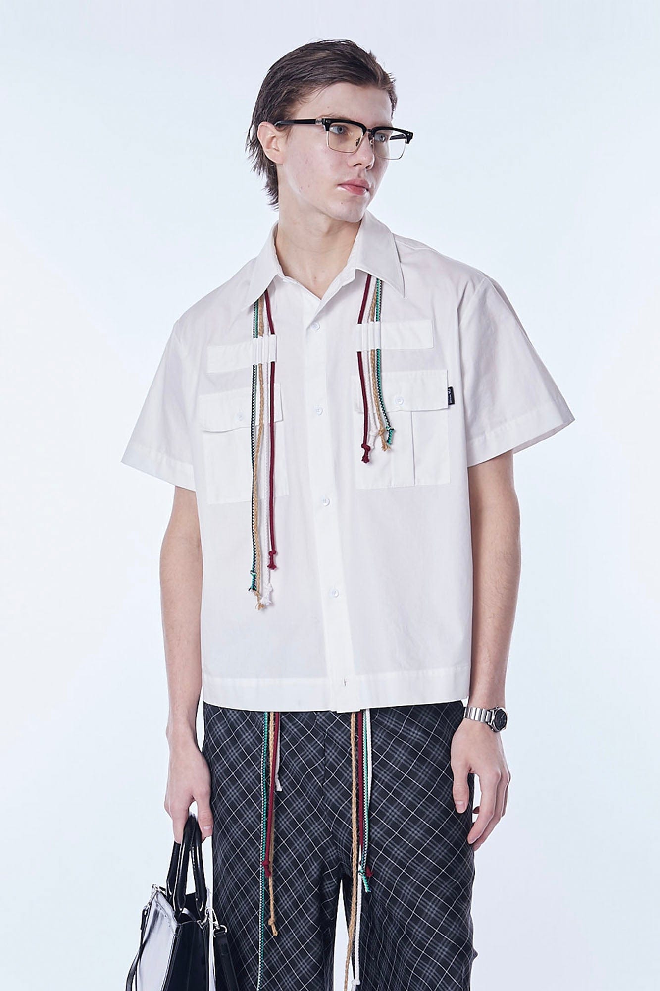 ASSEEN Cord Tassel Pocket Half Shirt, premium urban and streetwear designers apparel on PROJECTISR.com, ASSEEN