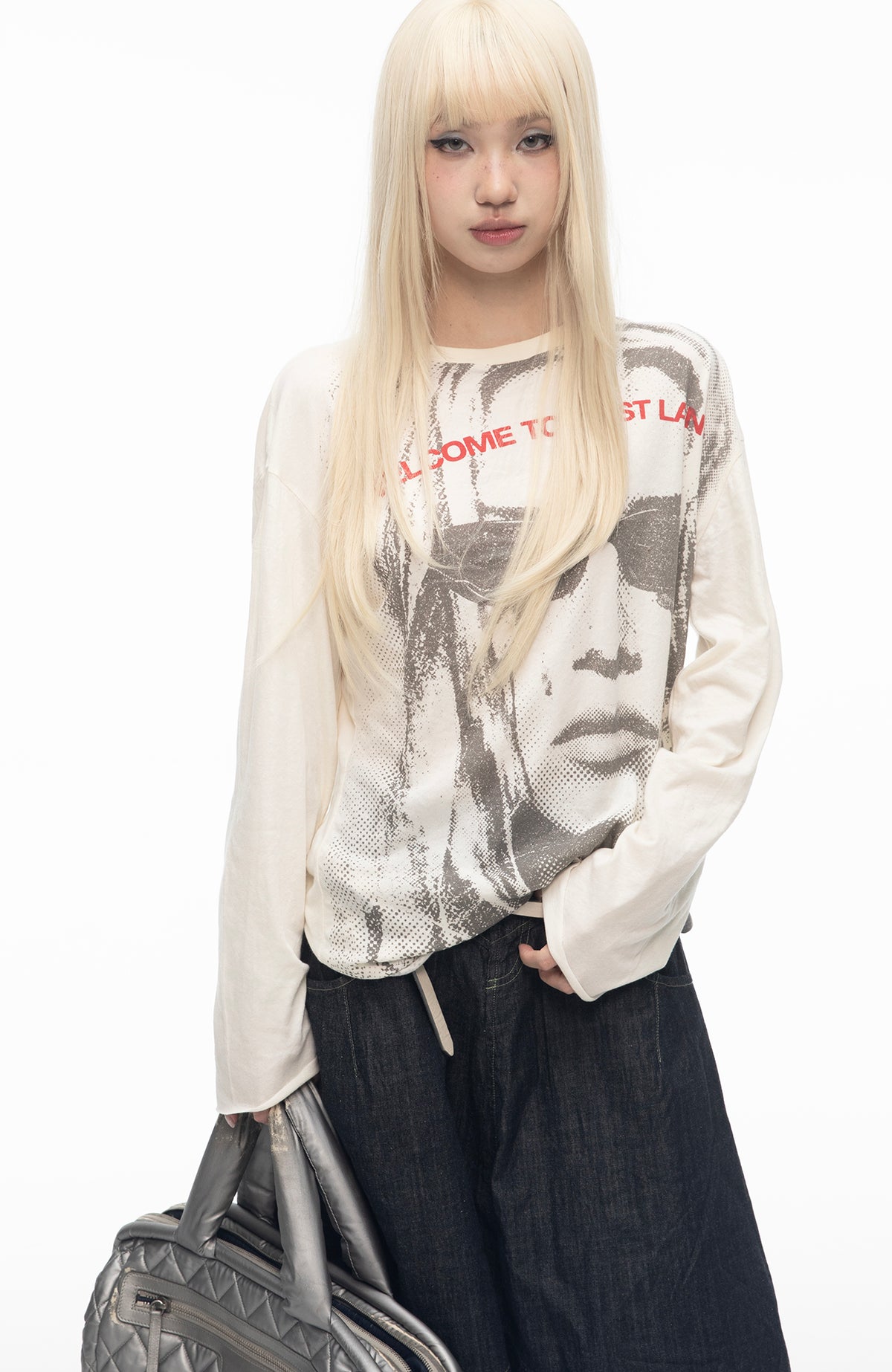 SADSOUP Retro Portrait Graphic Long-Sleeve Tee