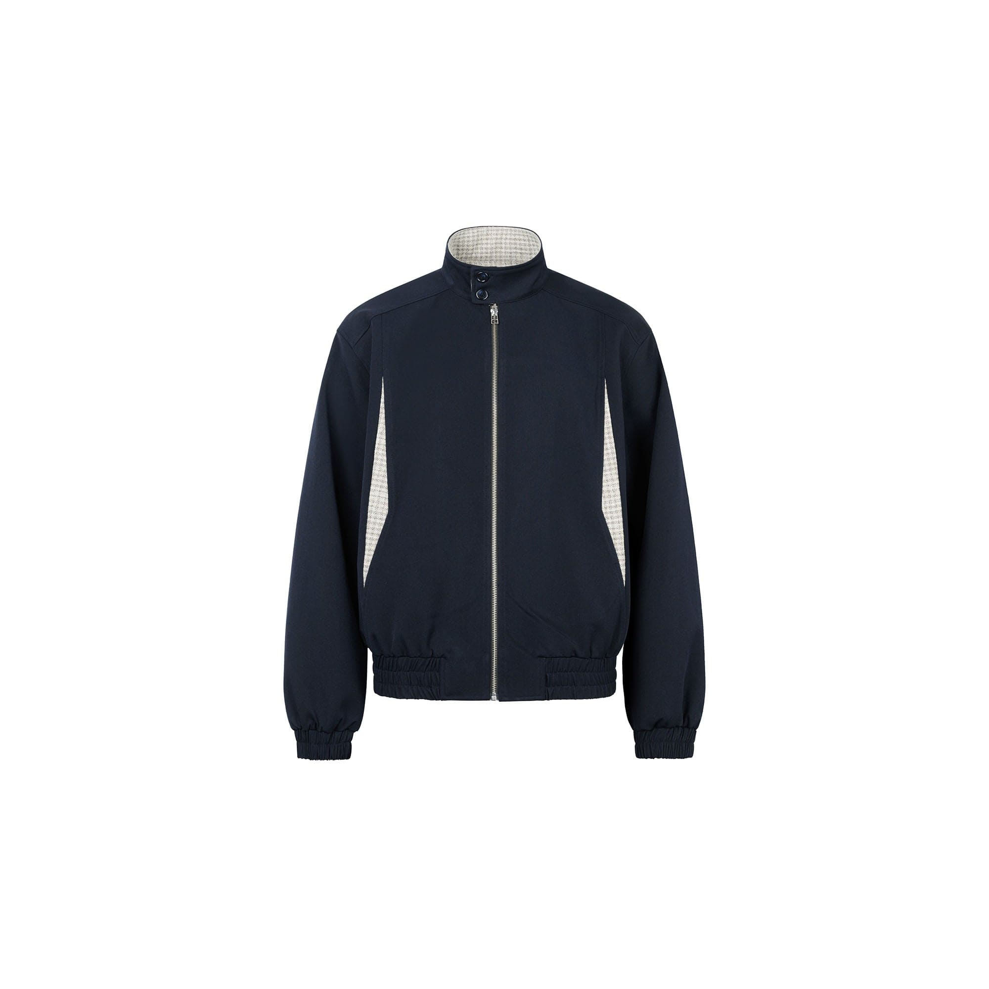 OKAYTHXBYE Checker Paneled Harrington Jacket, premium urban and streetwear designers apparel on PROJECTISR.com, OKAYTHXBYE