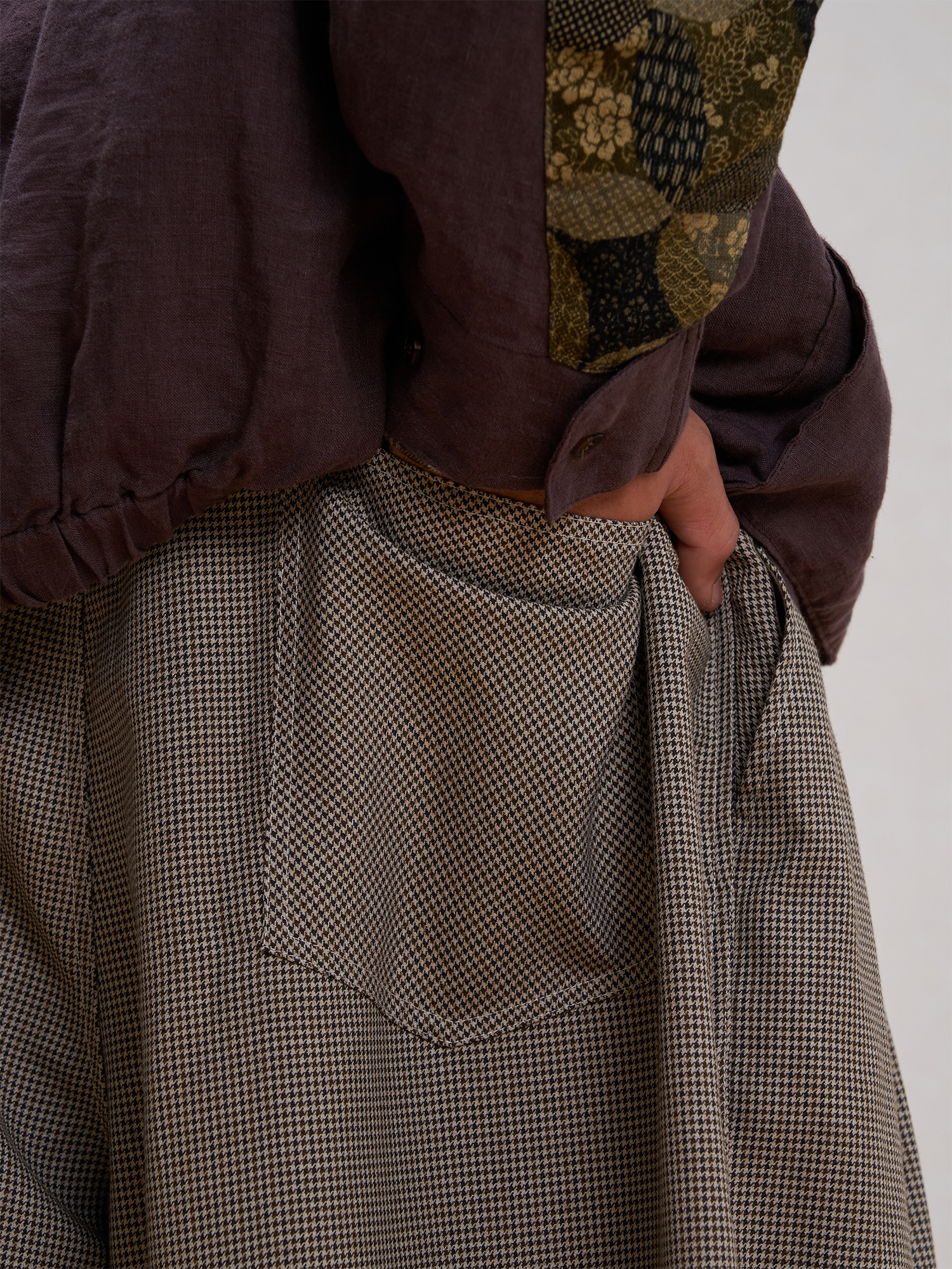 UNLIMITED MOTE Wool Blend Houndstooth Drawstring Balloon Pants