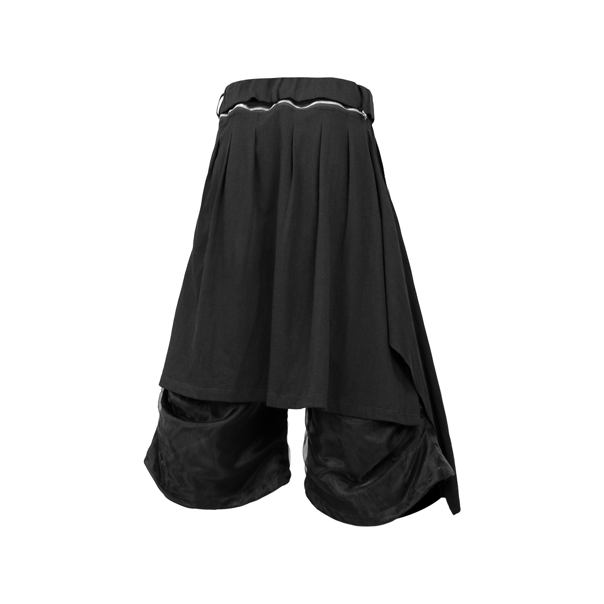 RELABEL Detachable Drape Ruched Oversized Shorts Black, premium urban and streetwear designers apparel on PROJECTISR.com, RELABEL