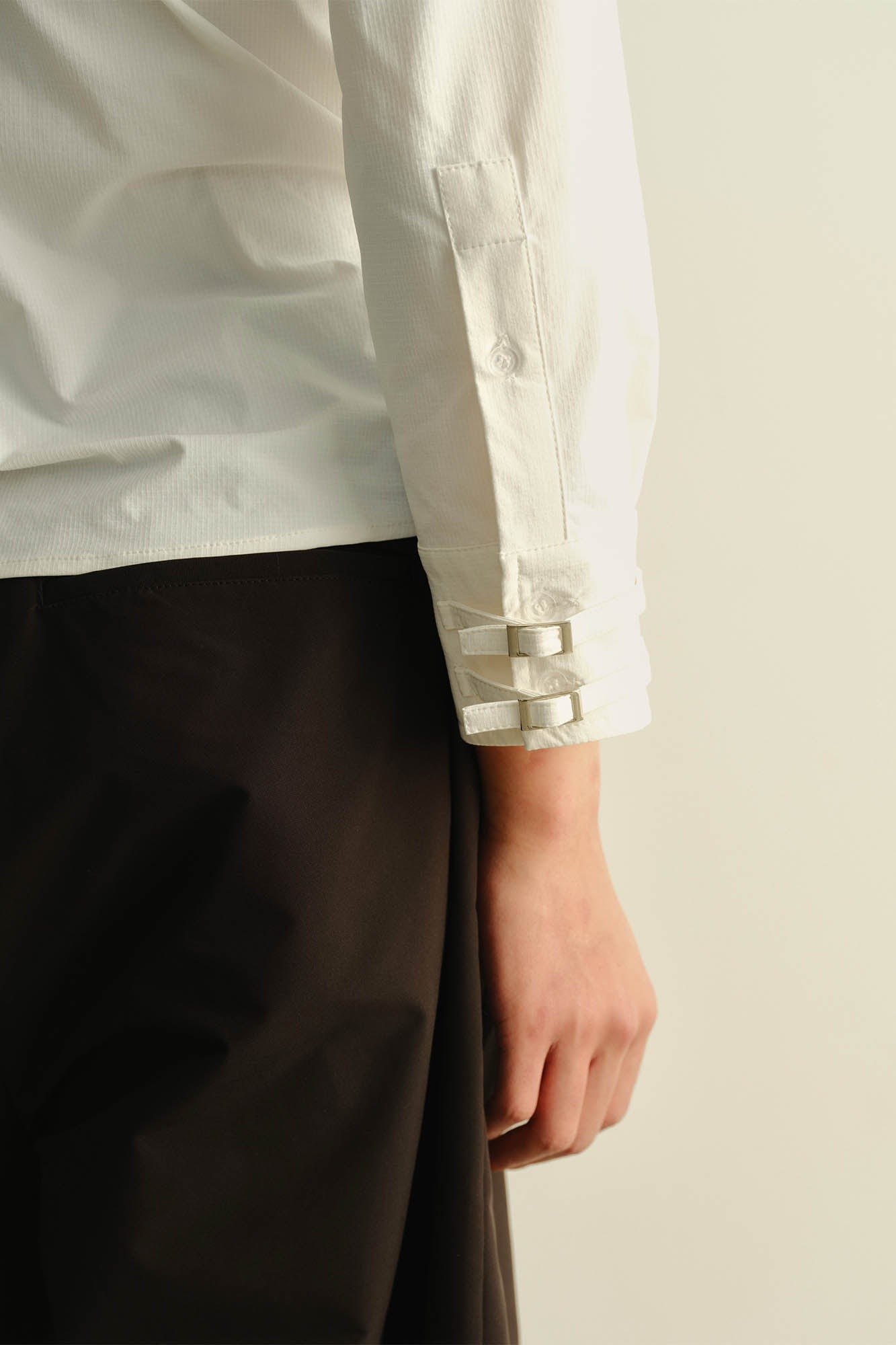 KADAKADA Asymmetrical Multi-Buckle Tailored Fit Shirt, premium urban and streetwear designers apparel on PROJECTISR.com, KADAKADA