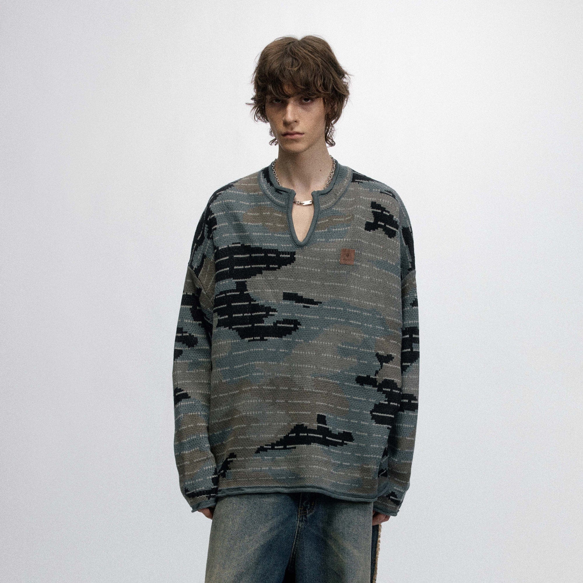 OVDY Modern Camo Stripe V-Neck Sweater, premium urban and streetwear designers apparel on PROJECTISR.com, OVDY