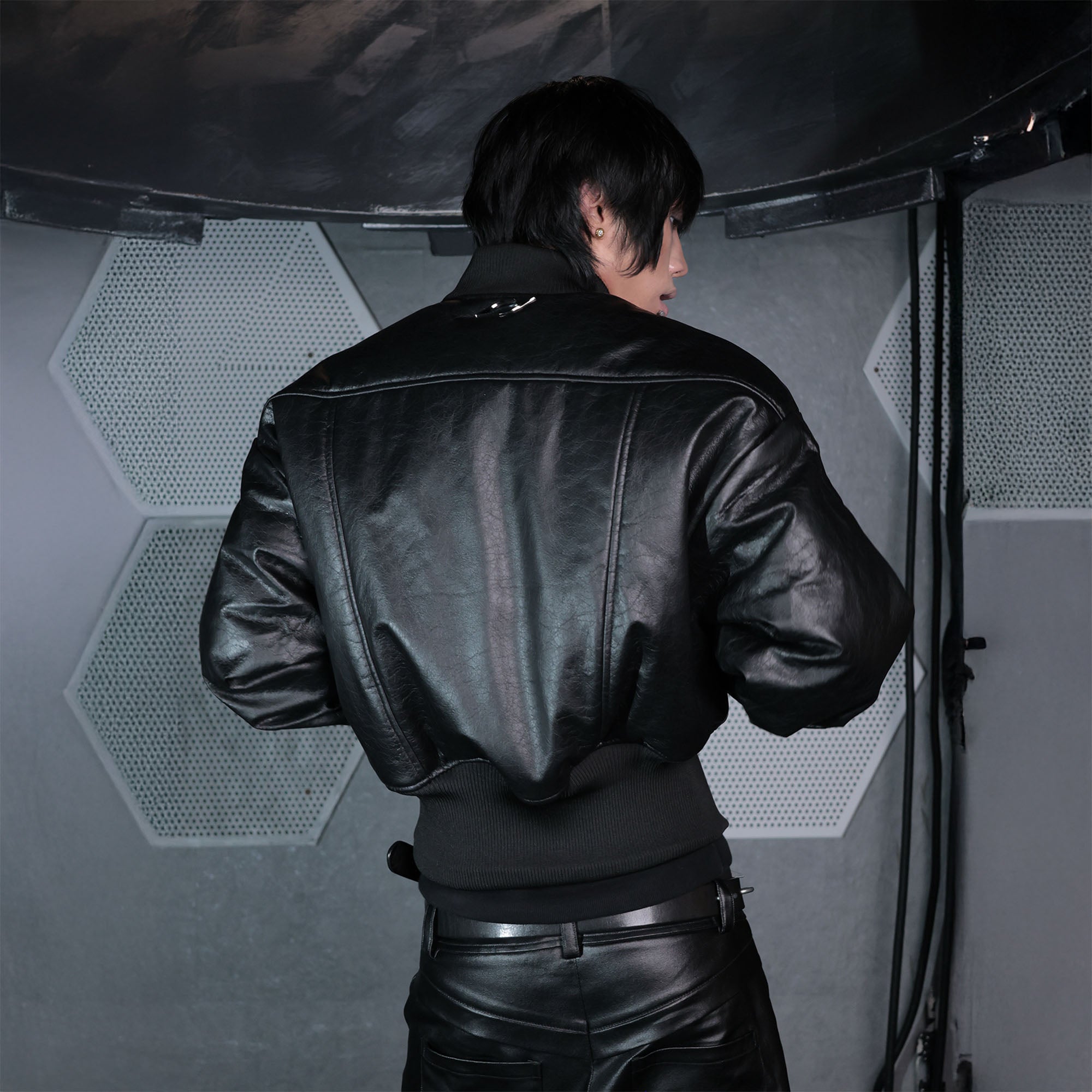 SSIN7 Panel Cinched Bomber Jacket